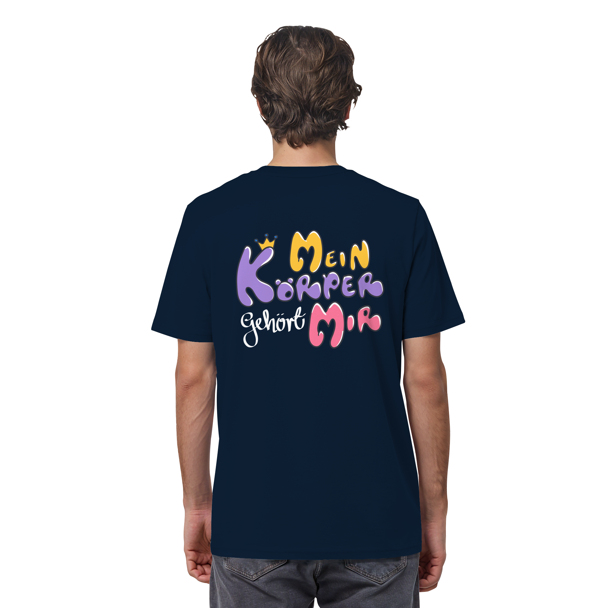 Survivor Queens Logo mit "Mein Körper gehört mir" Backprint (dunkel) - Organic Shirt