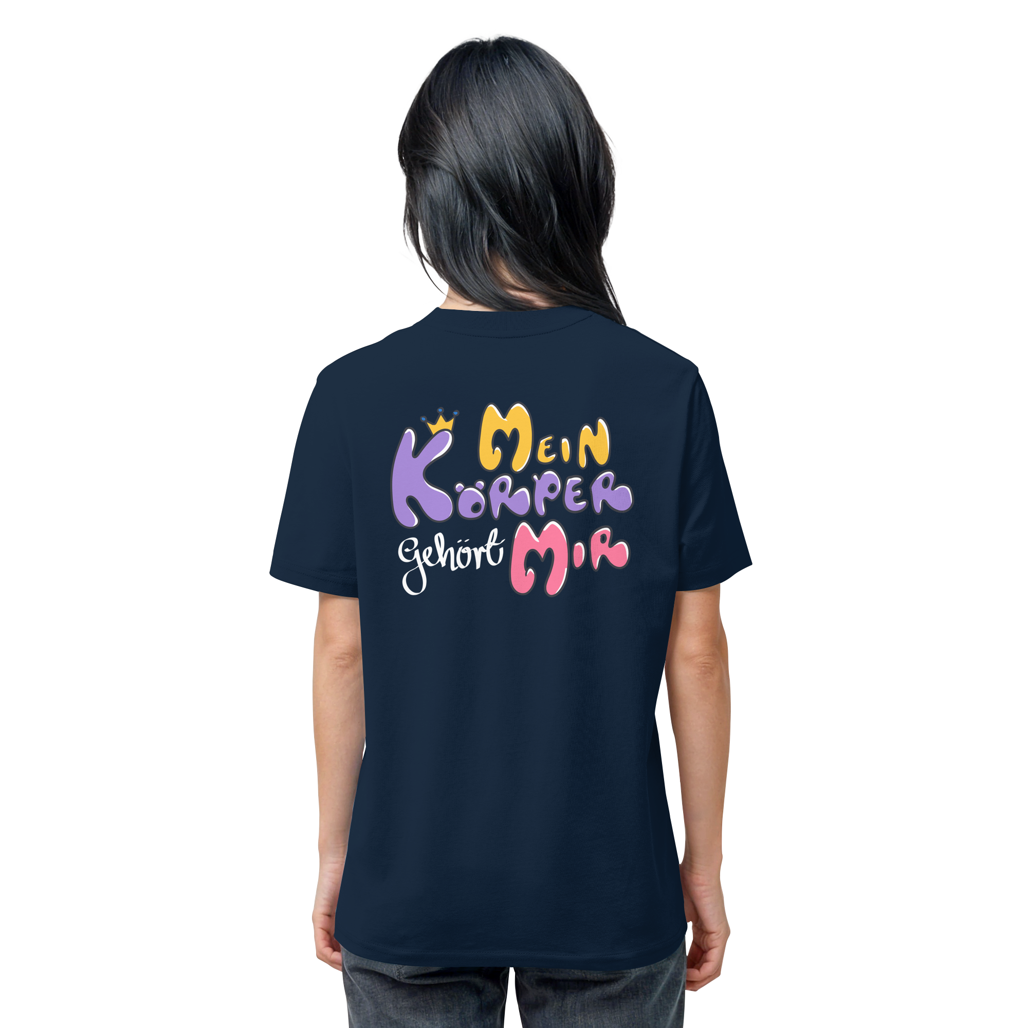 Survivor Queens Logo mit "Mein Körper gehört mir" Backprint (dunkel) - Organic Shirt
