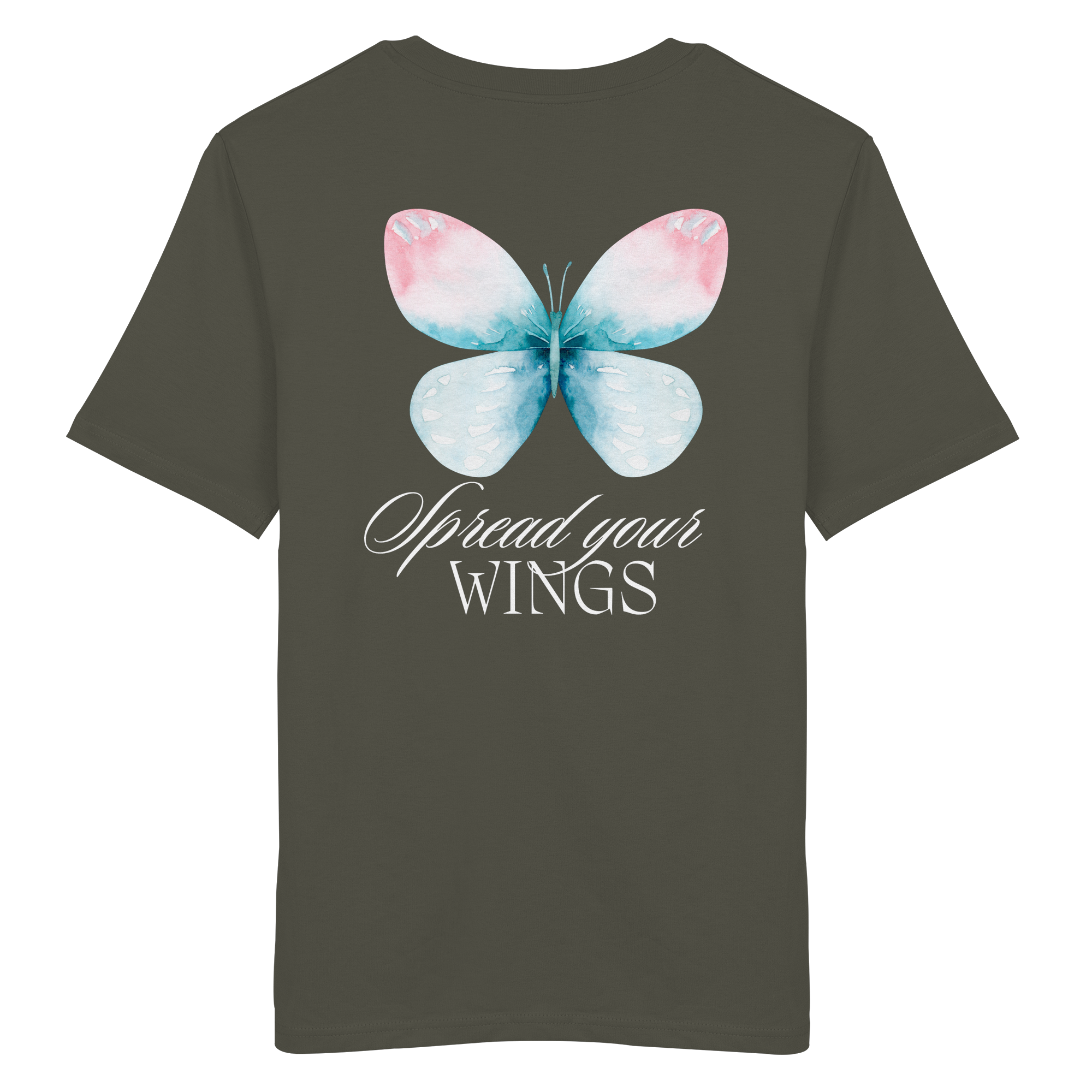 Spread your Wings (weiße Schrift) Backprint - Organic Shirt