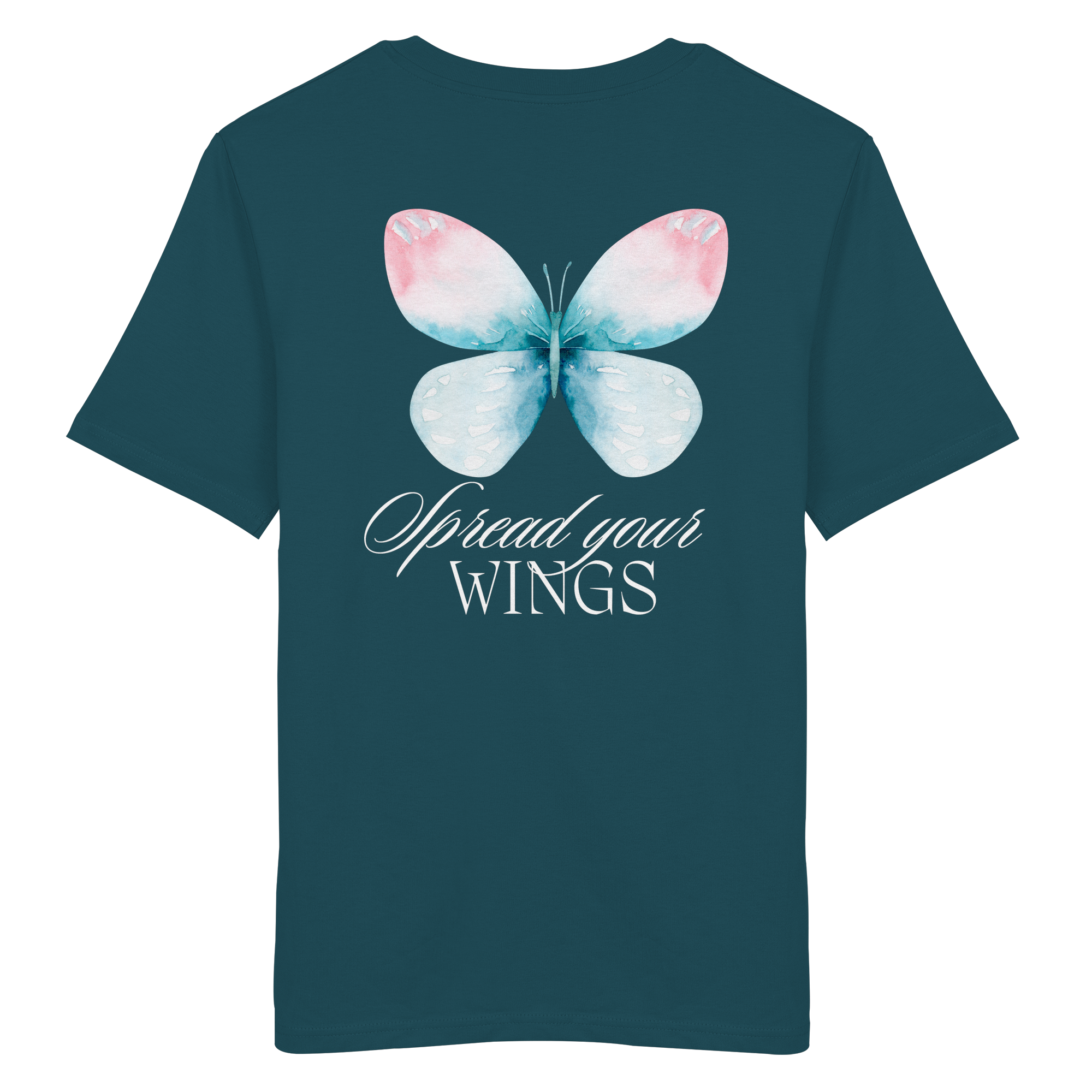 Spread your Wings (weiße Schrift) Backprint - Organic Shirt