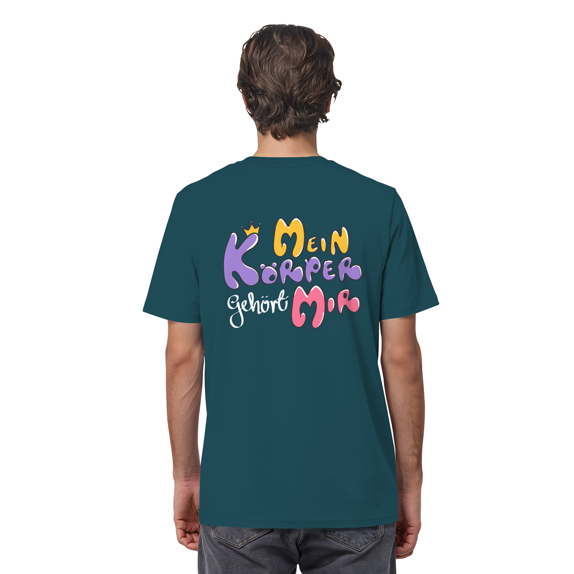 Survivor Queens Logo mit "Mein Körper gehört mir" Backprint (dunkel) - Organic Shirt