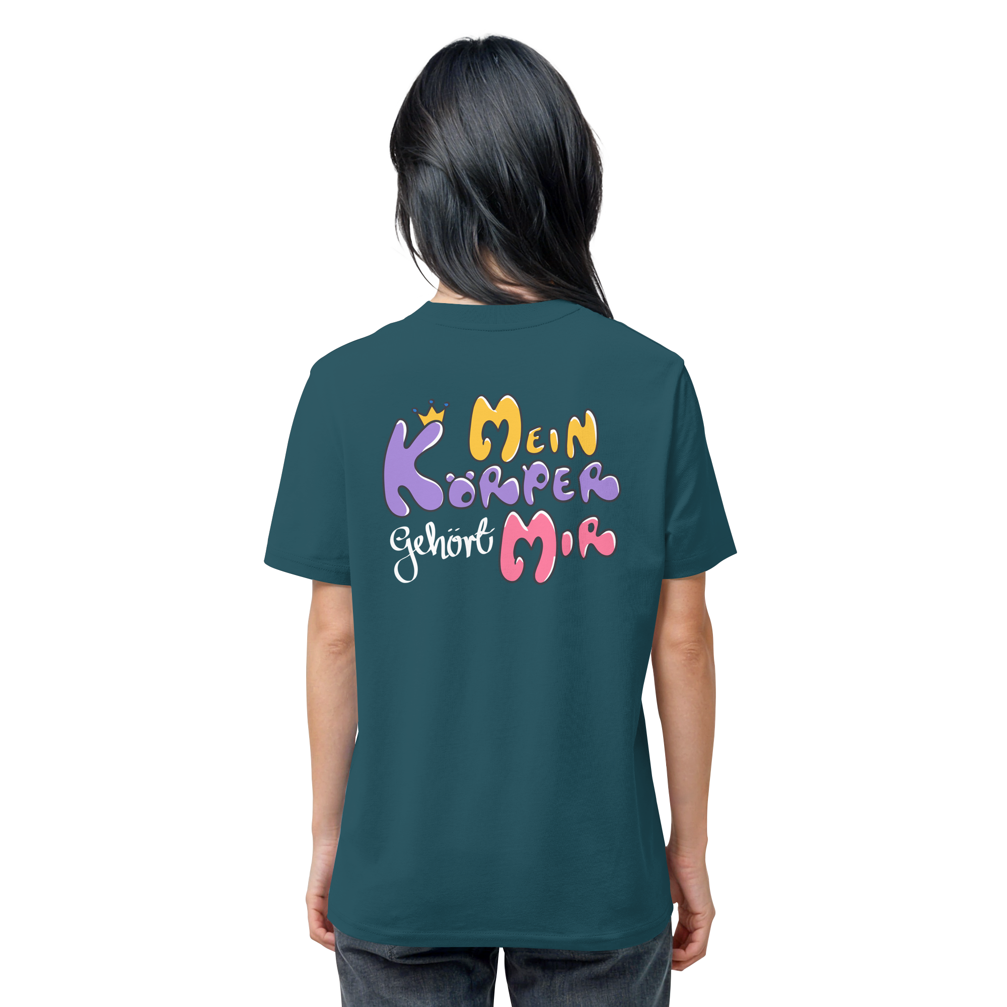 Survivor Queens Logo mit "Mein Körper gehört mir" Backprint (dunkel) - Organic Shirt
