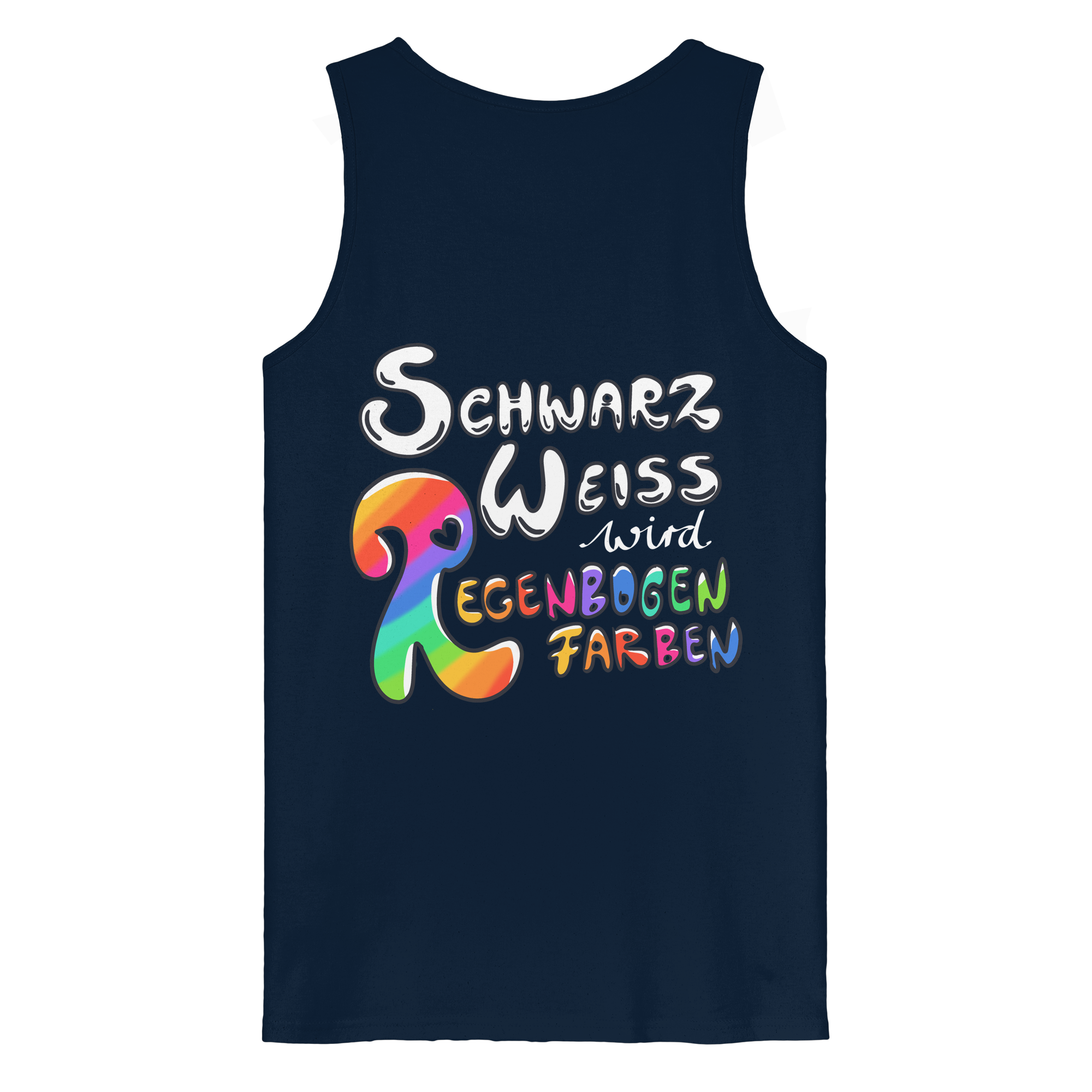 Schwarz Weiß wird Regenbogen Farben Backprint (dunkel) - Organic Tank Top