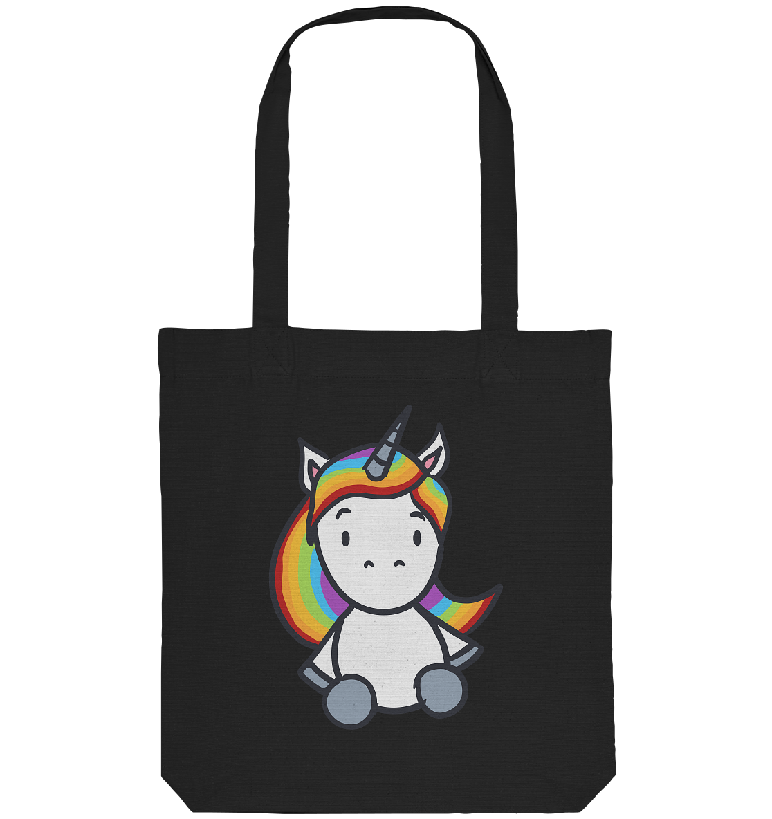 Schwarz Weiß wird Regenbogen Farben Backprint (dunkel) - Organic Tote-Bag