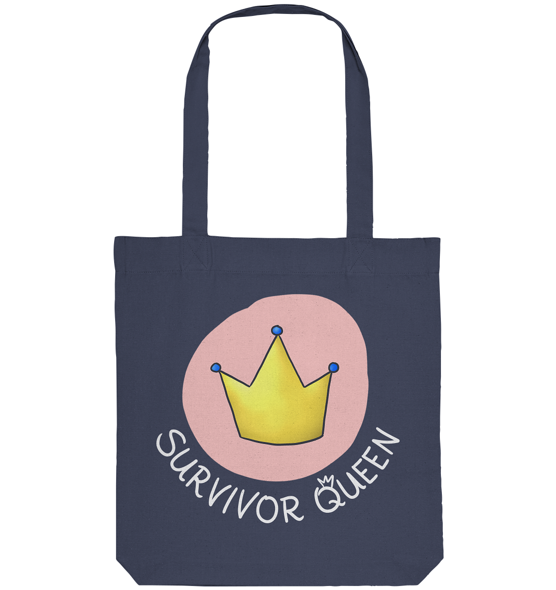 Survivor Queens Logo mit "Mein Körper gehört mir" Backprint (dunkel) - Organic Tote-Bag