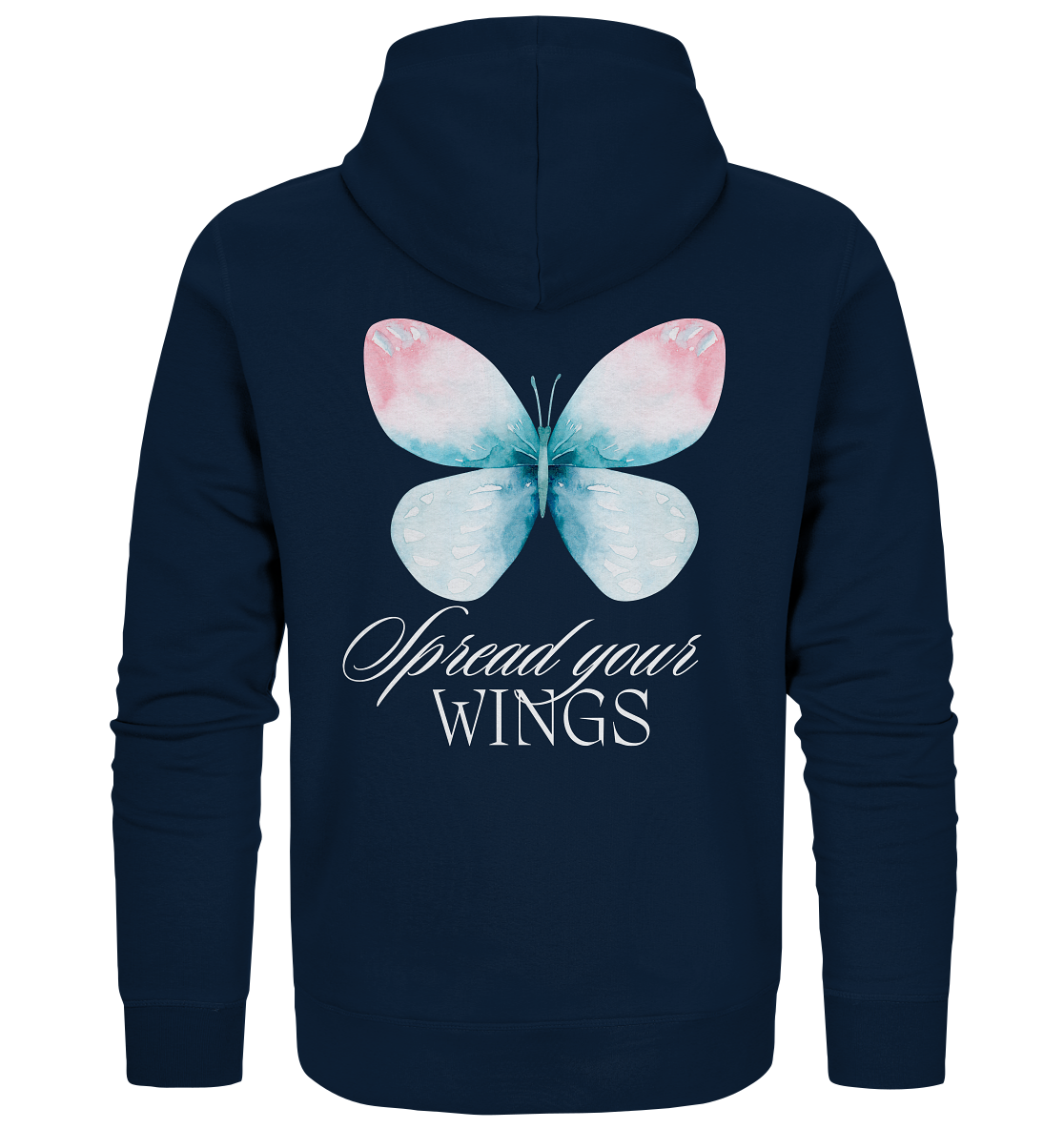 Spread your Wings (weiße Schrift) Backprint - Organic Zipper