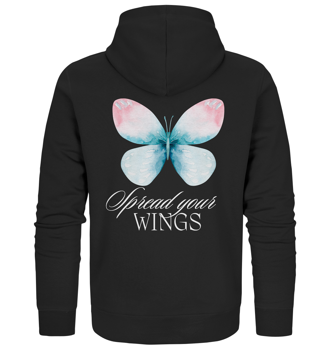 Spread your Wings (weiße Schrift) Backprint - Organic Zipper