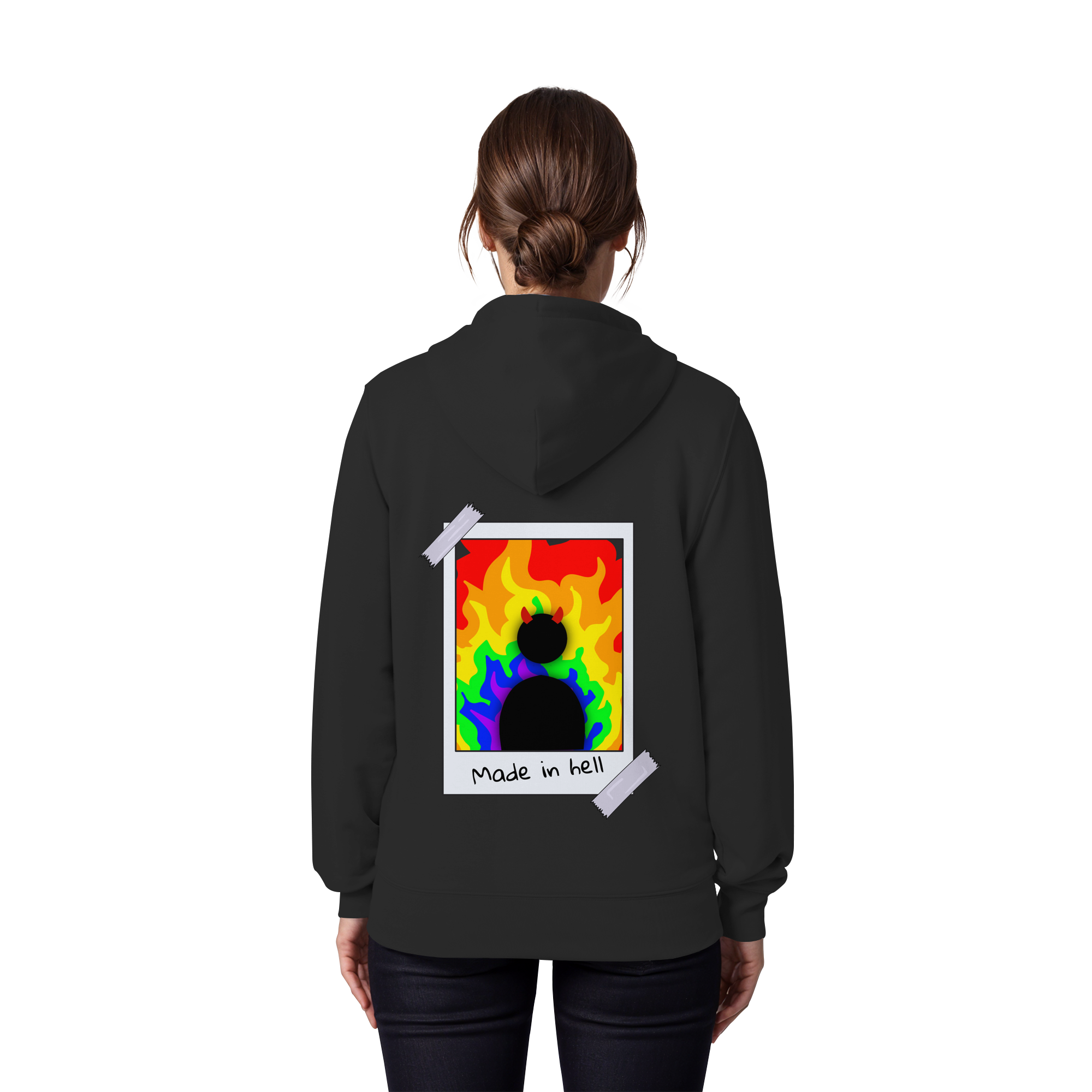made in hell "Regenbogen Flammen Edition" Backprint - Organic Zipper