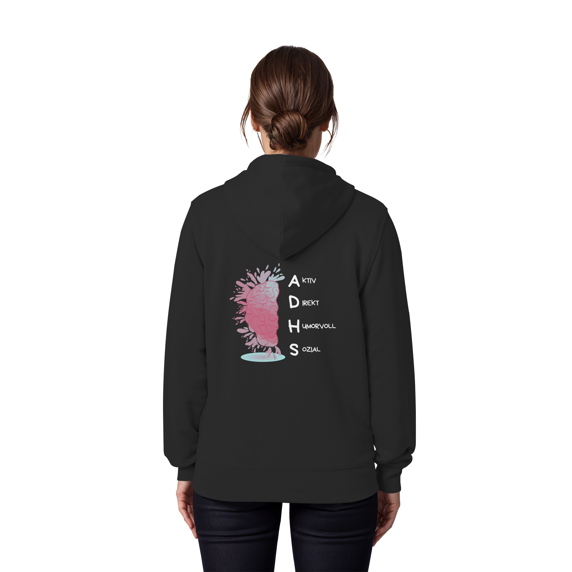ADHS Aktiv Direkt Humorvoll Sozial Backprint - Organic Zipper