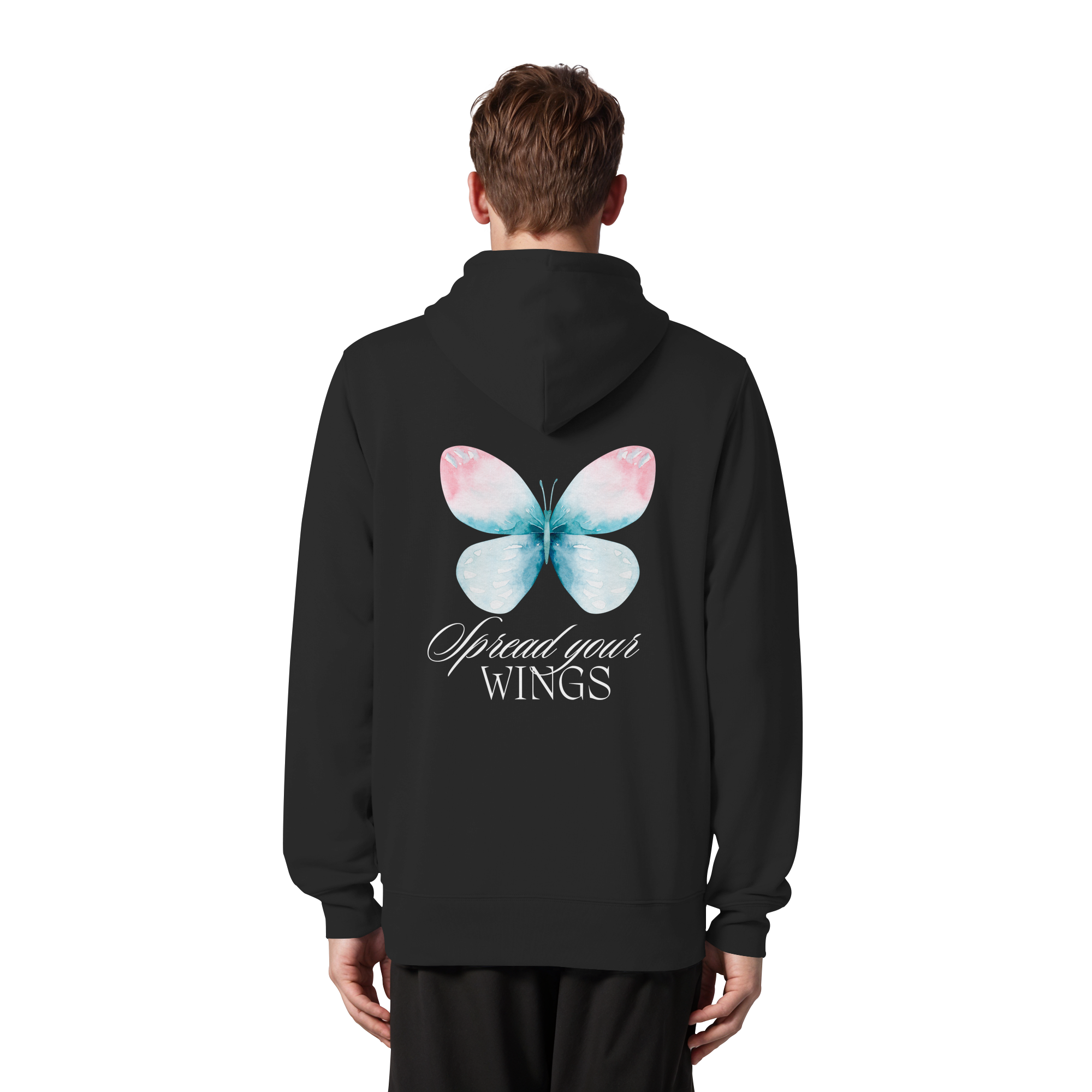 Spread your Wings (weiße Schrift) Backprint - Organic Zipper