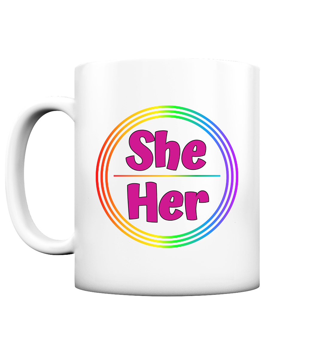 She/Her Pronomen Regenbogenkreis - Tasse matt
