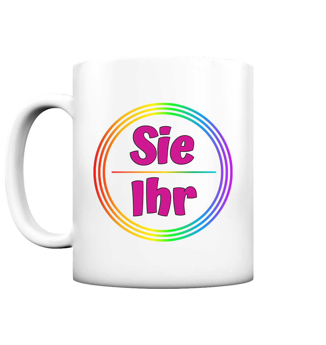 Sie/Ihr Pronomen Regenbogenkreis - Tasse matt