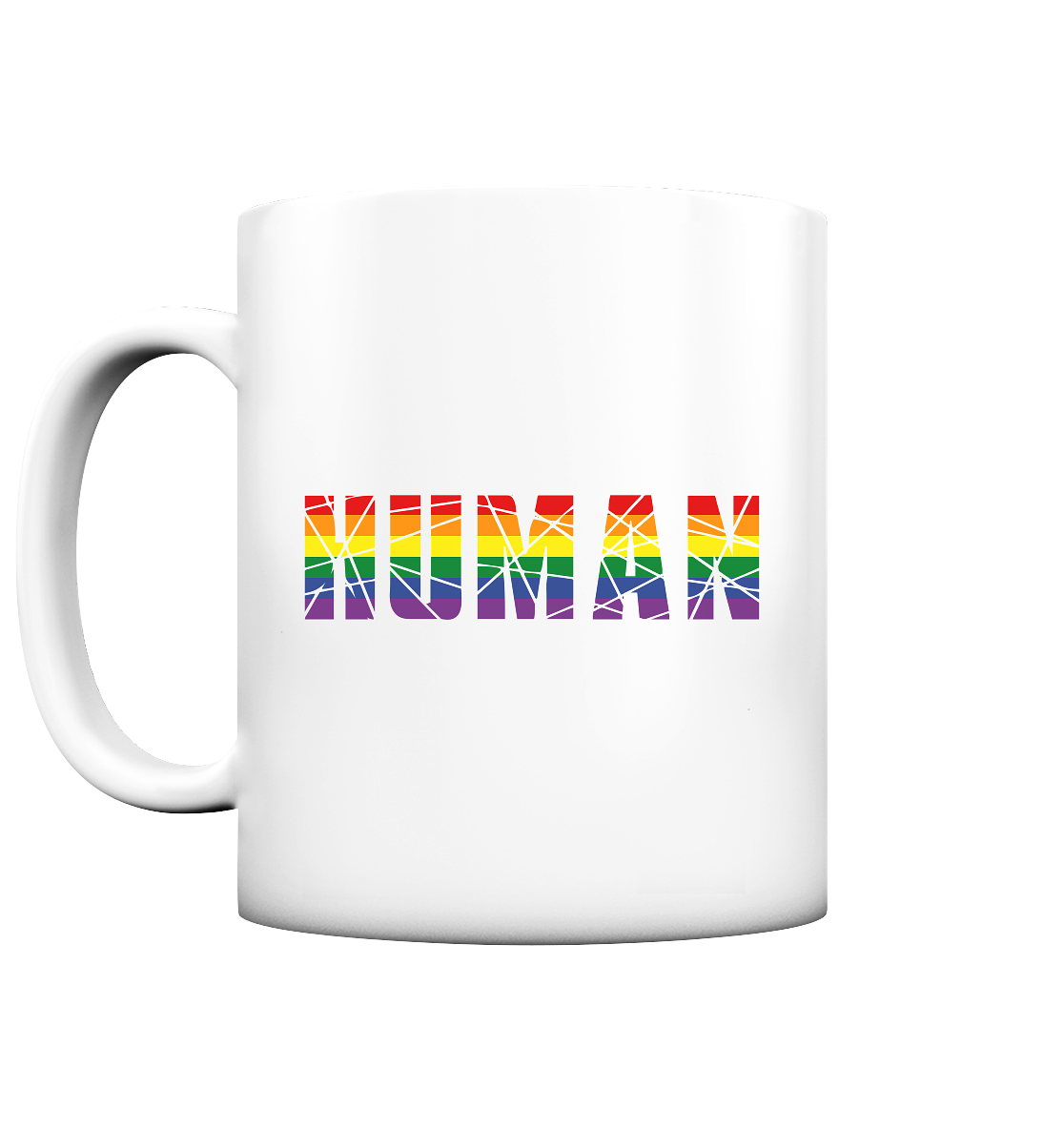 HUMAN in Regenbogen Farben - Tasse matt