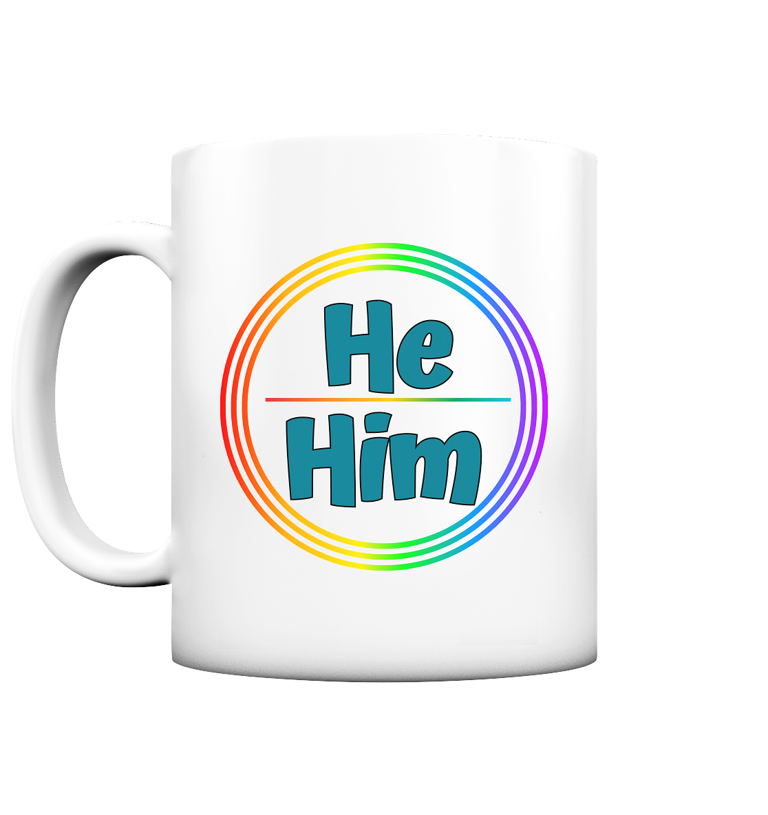 He/Him Pronomen Regenbogenkreis - Tasse matt