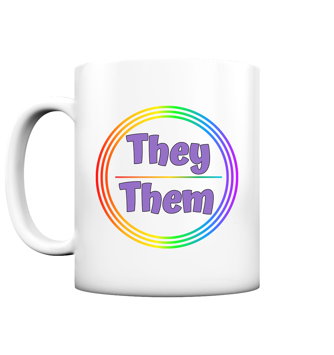 They/Them Pronomen Regenbogenkreis - Tasse matt