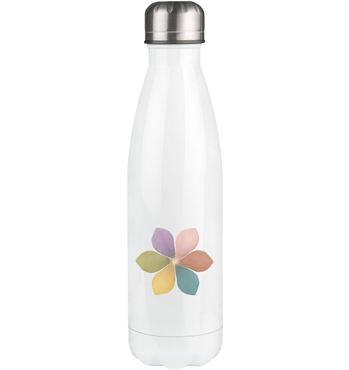 Einatmen Ausatmen "Achtsamkeitsblüte Edition" Backprint - Thermoflasche 500ml