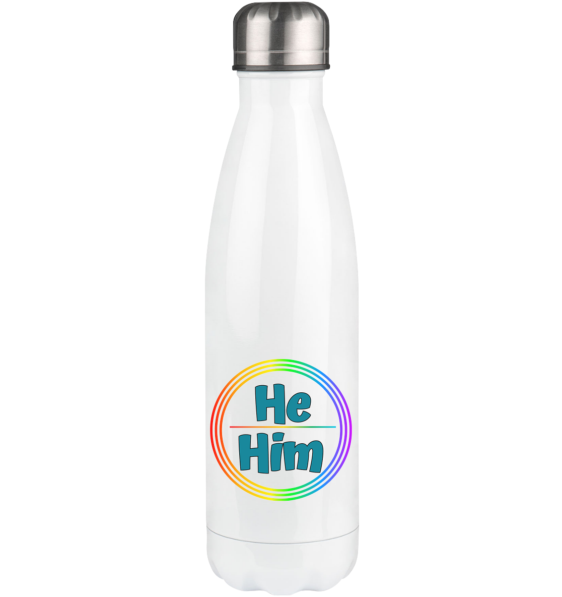 He/Him Pronomen Regenbogenkreis - Thermoflasche 500ml
