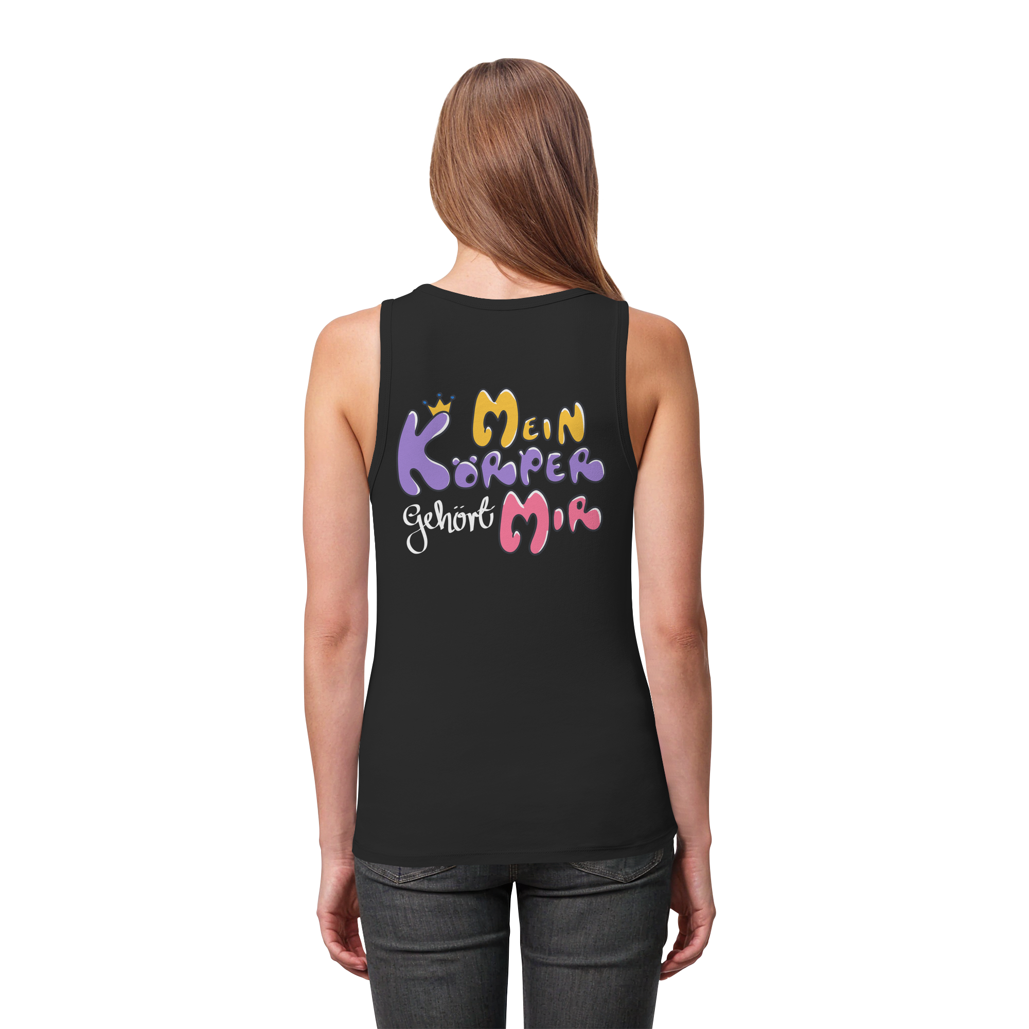 Mein Körper gehört mir "Bunte Edition" Backprint - Womens Organic Fitted Tank Top