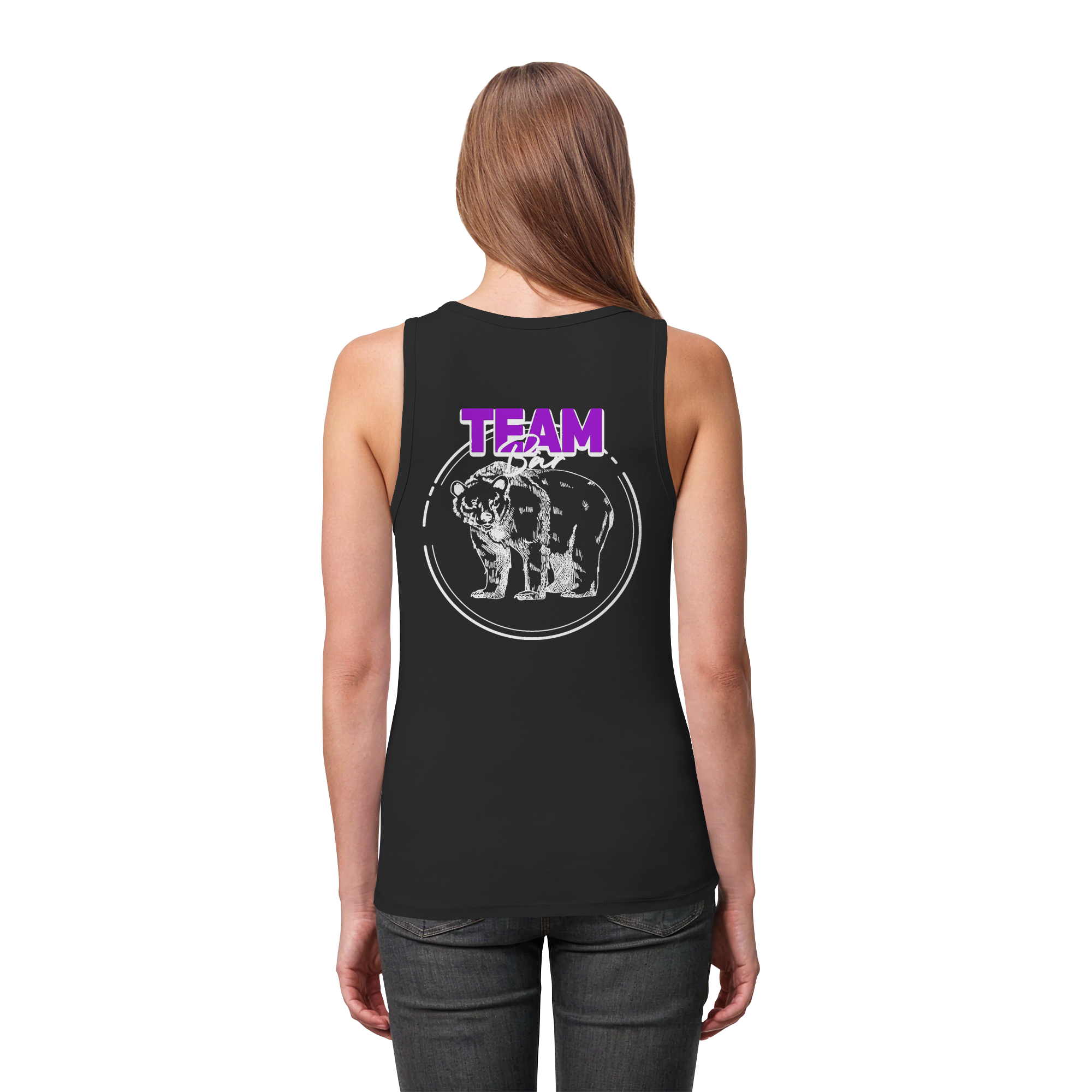 Team Bär Backprint (weiß) - Womens Organic Fitted Tank Top