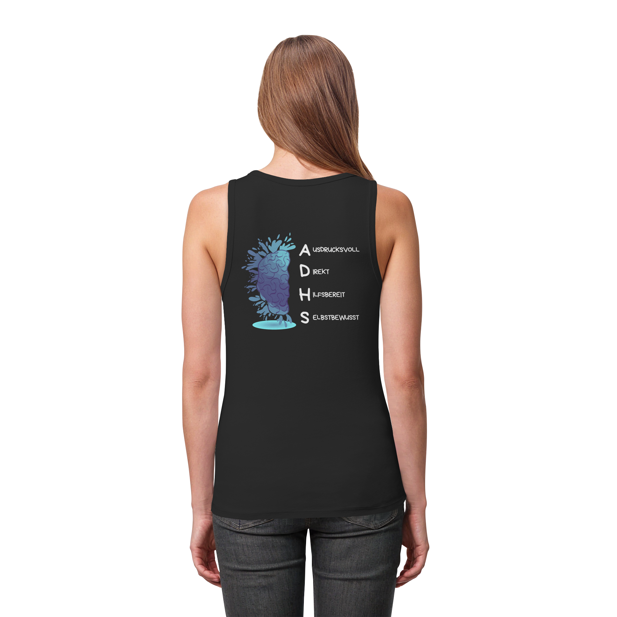 ADHS Ausdrucksvoll Direkt Hilfsbereit Selbstbewusst Backprint - Womens Organic Fitted Tank Top
