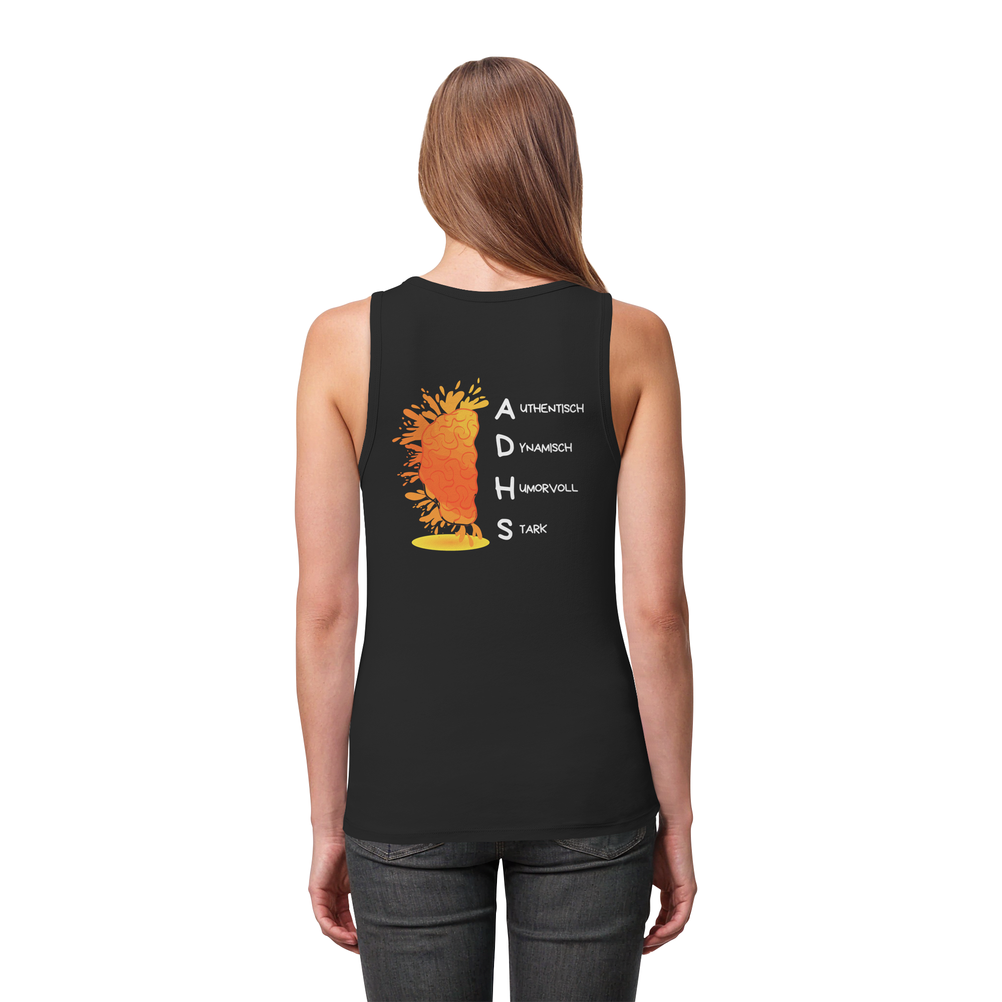 ADHS Authentisch Dynamisch Humorvoll Stark Backprint - Womens Organic Fitted Tank Top