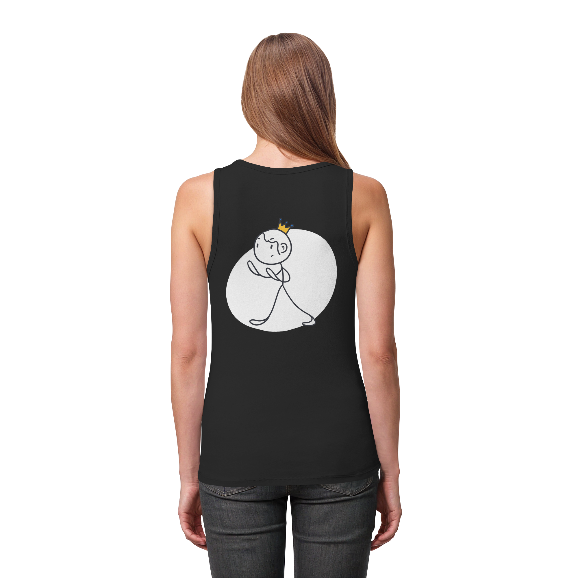 Survivor Queens Logo "Schriftzug Edition" mit Seelenmännchen "Selbstverteidigung Edition" Backprint (dunkel) - Womens Organic Fitted Tank Top