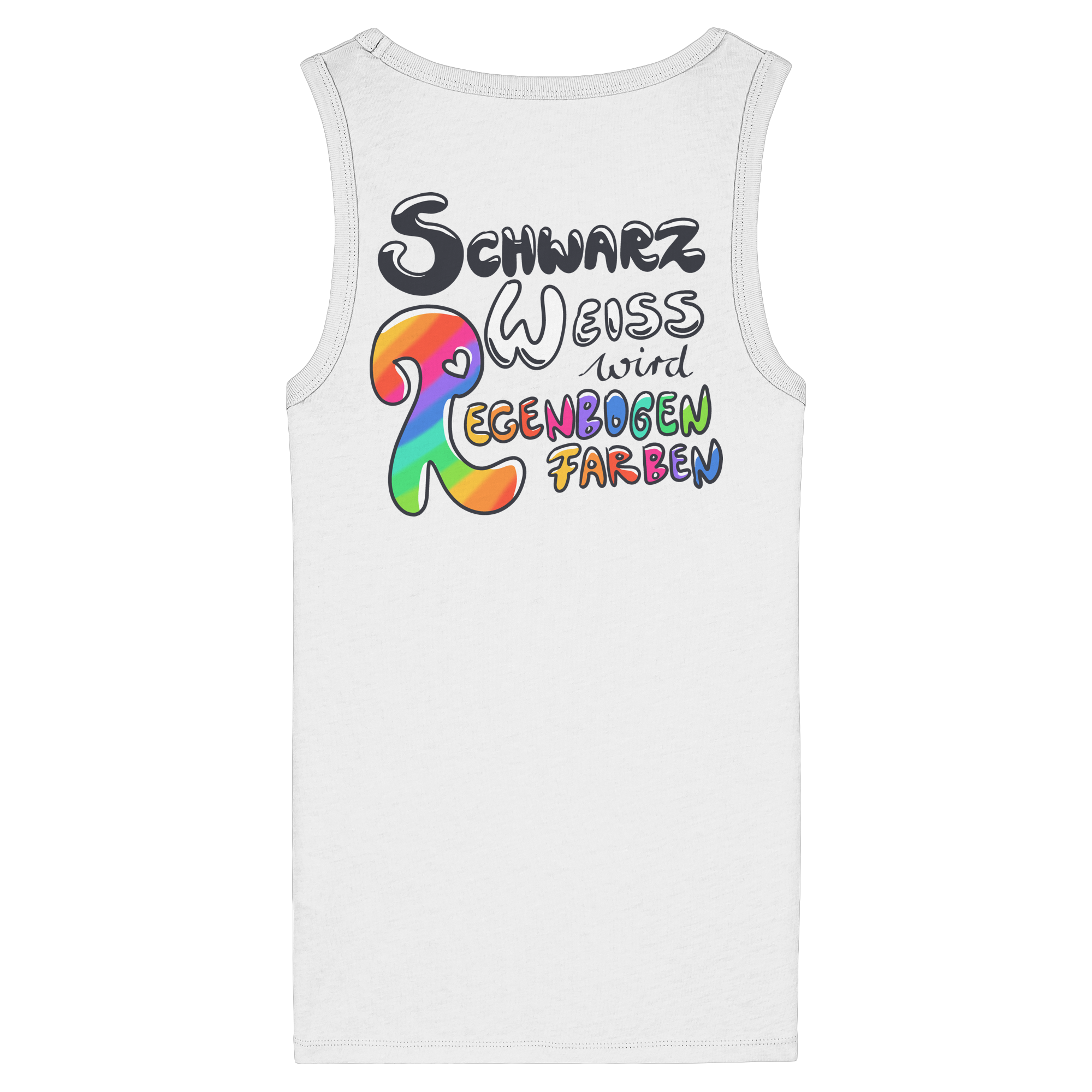Schwarz Weiß wird Regenbogen Farben Backprint (hell) - Womens Organic Fitted Tank Top