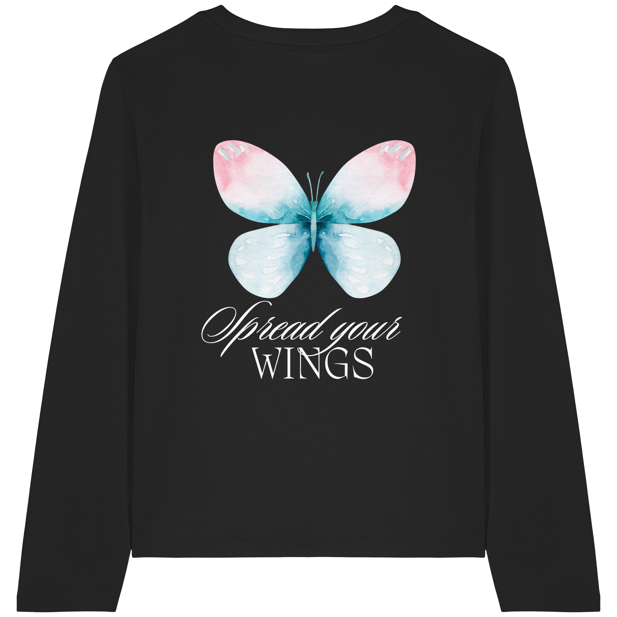 Spread your Wings (weiße Schrift) Backprint - Womens Organic Longsleeve T-Shirt