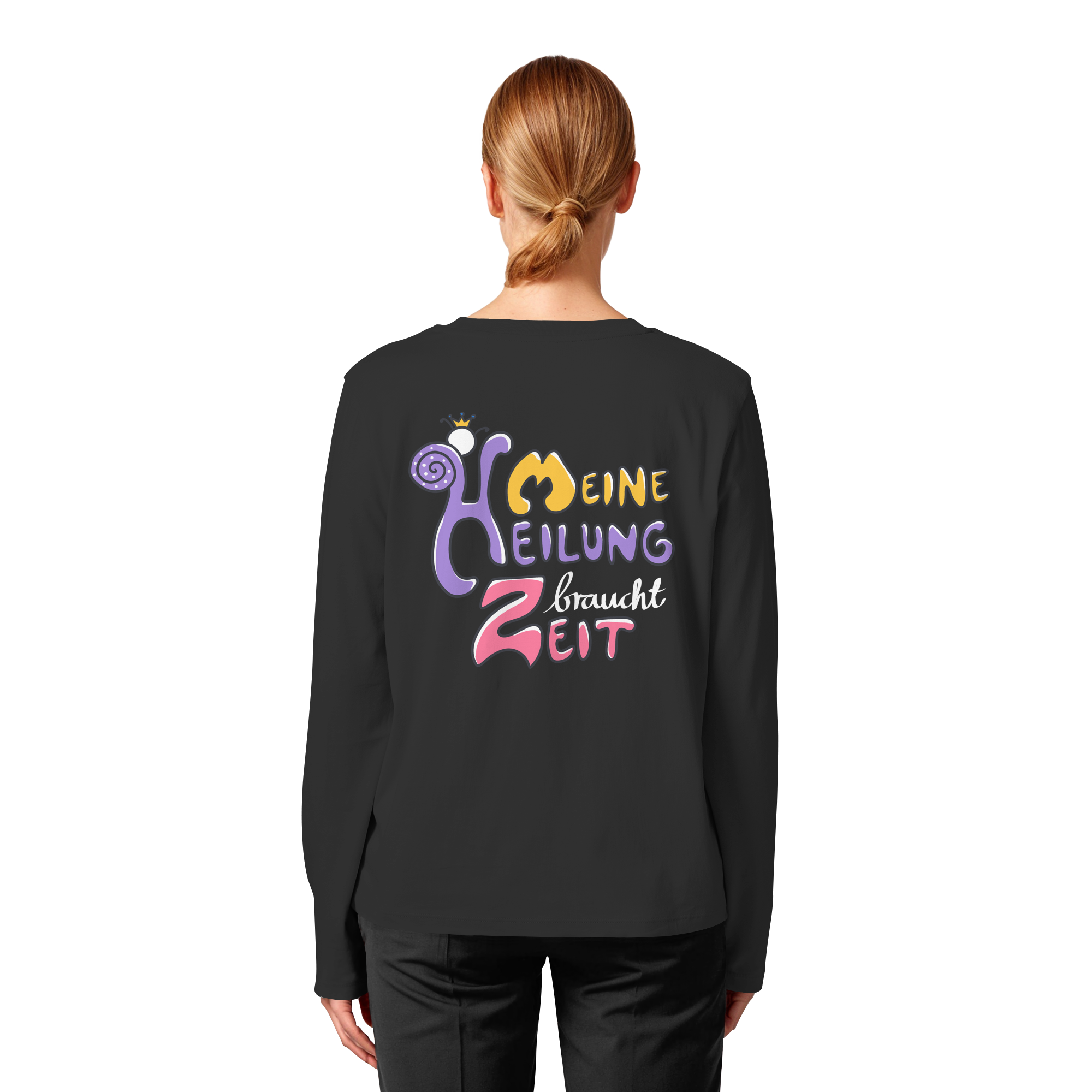 Meine Heilung braucht Zeit "Bunte Edition" Backprint - Womens Organic Longsleeve T-Shirt