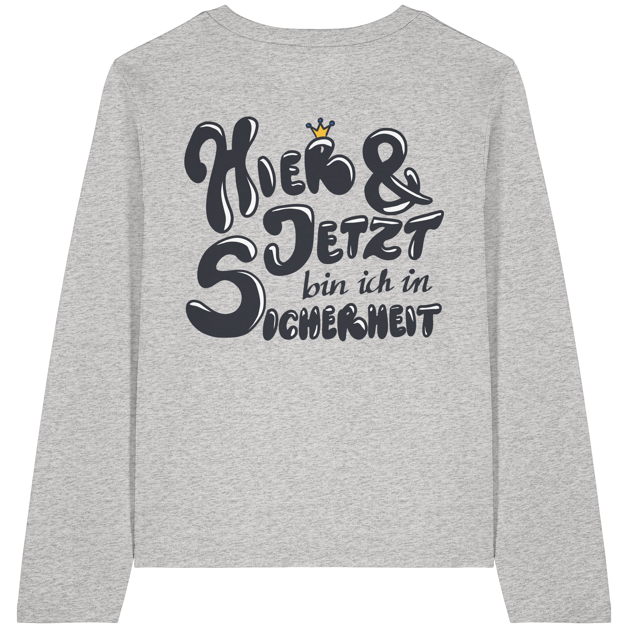 Hier und jetzt bin ich in Sicherheit "Schwarze Edition" Backprint - Womens Organic Longsleeve T-Shirt