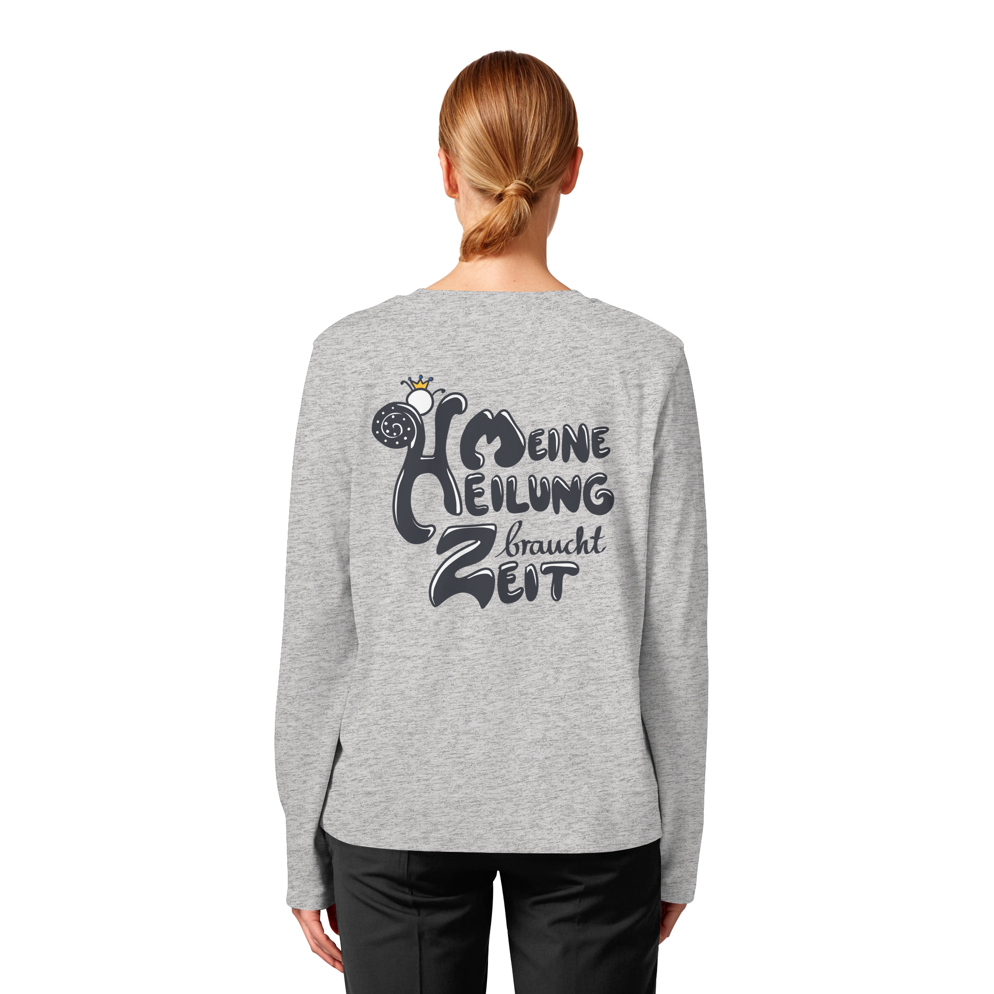 Meine Heilung braucht Zeit "Schwarze Edition" Backprint - Womens Organic Longsleeve T-Shirt