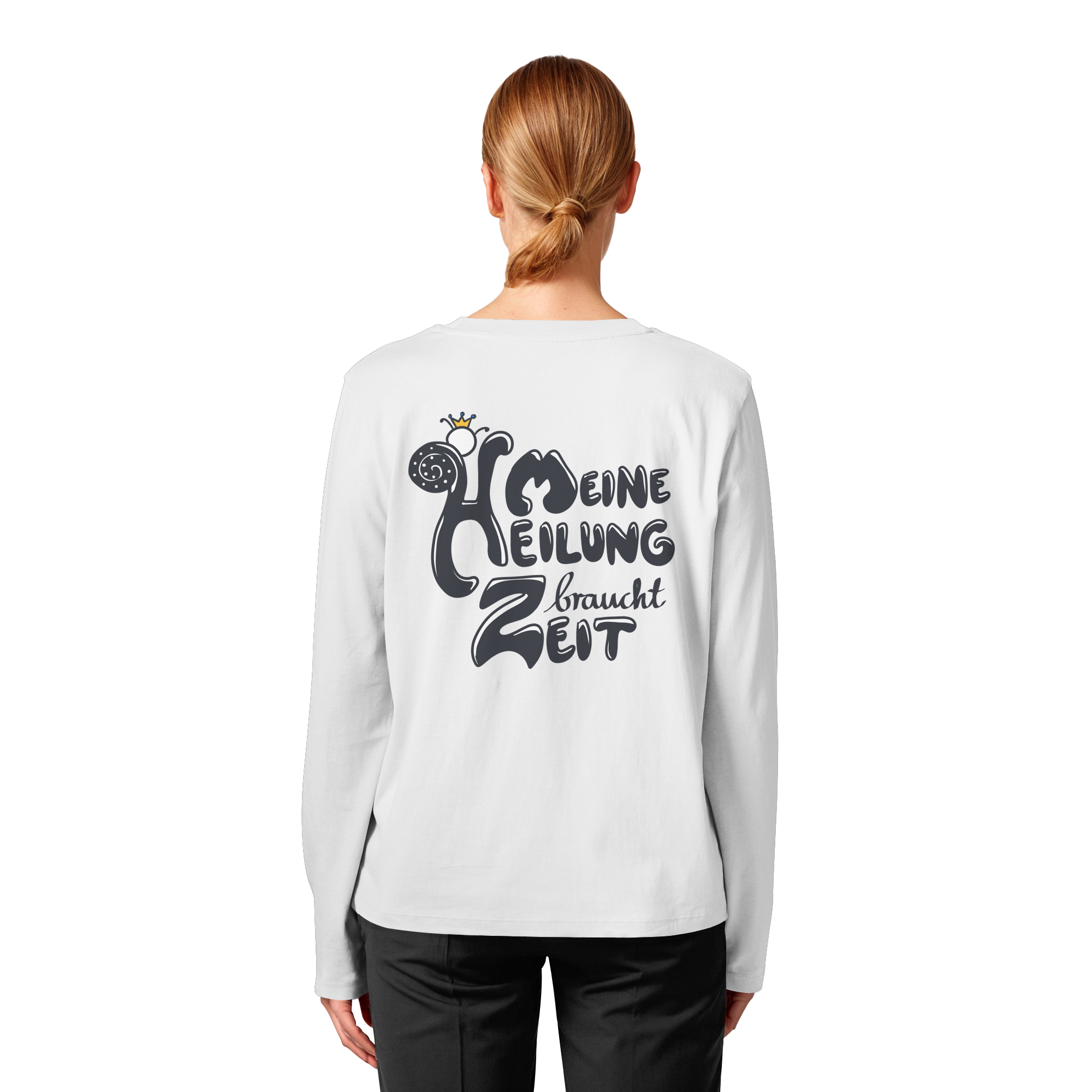 Meine Heilung braucht Zeit "Schwarze Edition" Backprint - Womens Organic Longsleeve T-Shirt