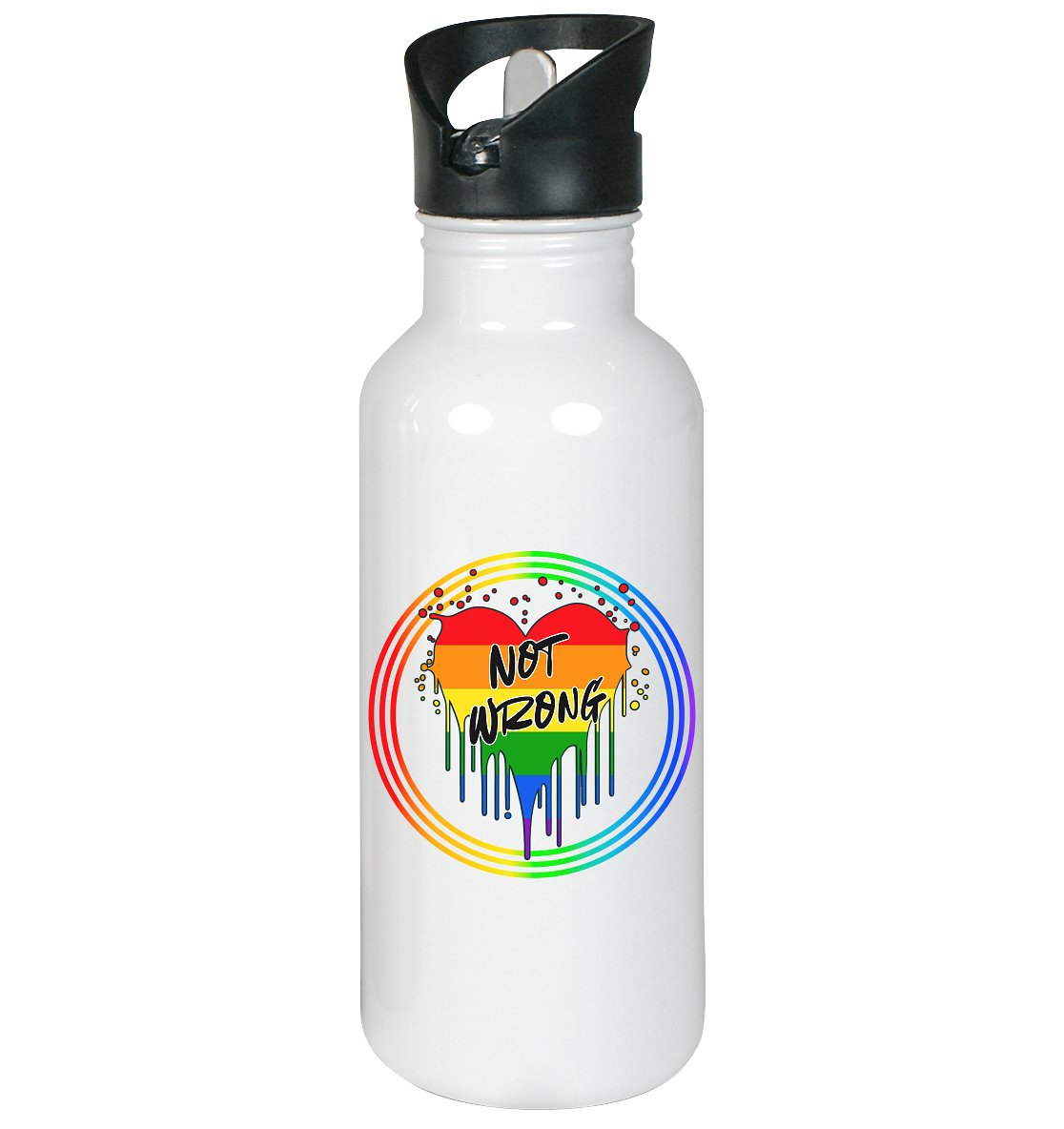 Queer Not Wrong "Regenbogenkreis Edition" - Edelstahl-Trinkflasche