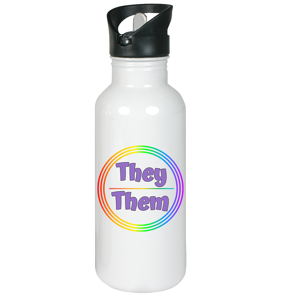 They/Them Pronomen Regenbogenkreis - Edelstahl-Trinkflasche