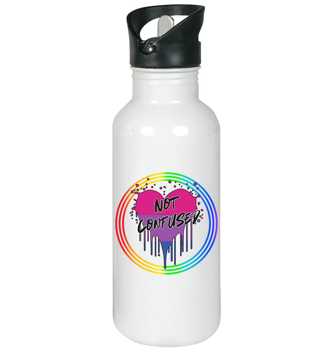 Bisexual Not Confused "Regenbogenkreis Edition" - Edelstahl-Trinkflasche