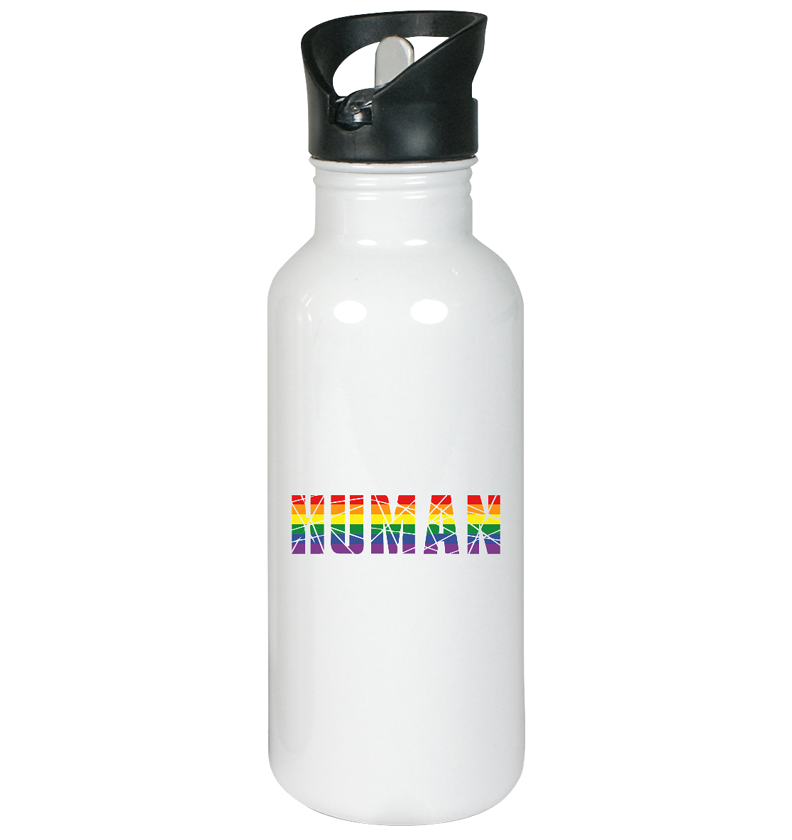 HUMAN in Regenbogen Farben - Edelstahl-Trinkflasche