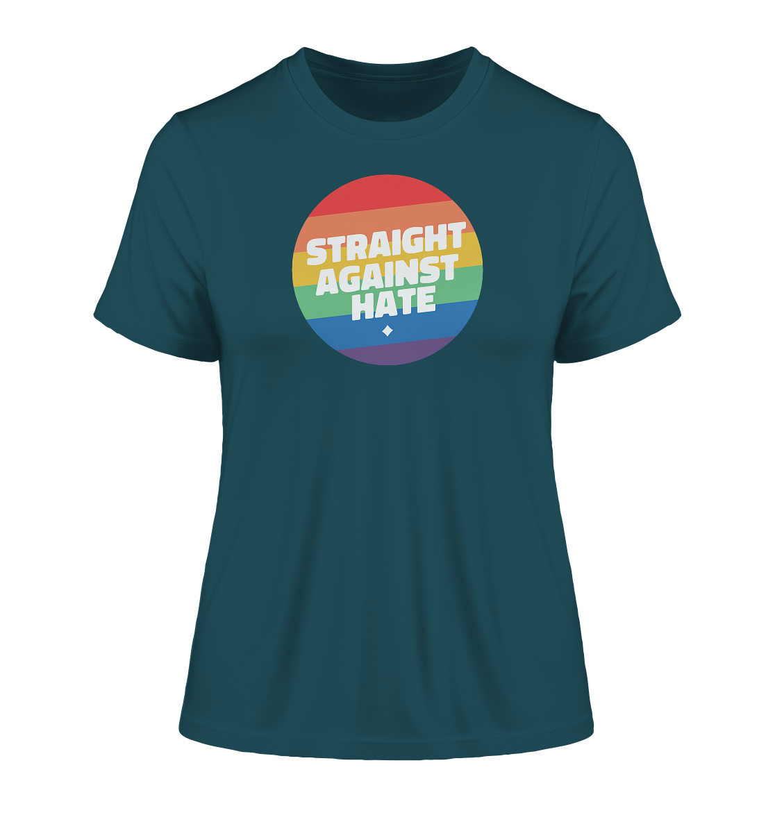 Straight Against Hate Badge - Fitted Ladies Organic Shirt
