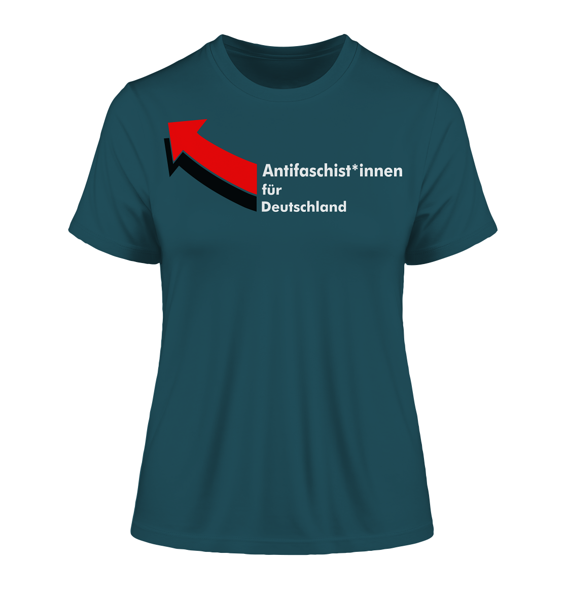 Antifaschist*innen für Deutschland (weiße Schrift) - Fitted Ladies Organic Shirt