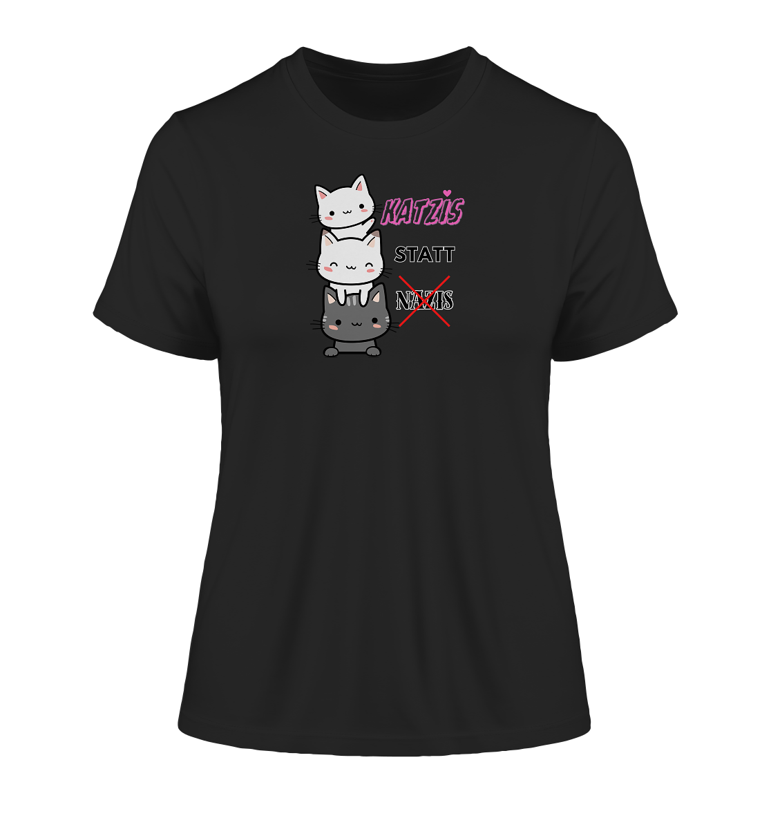 Katzis statt Nazis - Fitted Ladies Organic Shirt