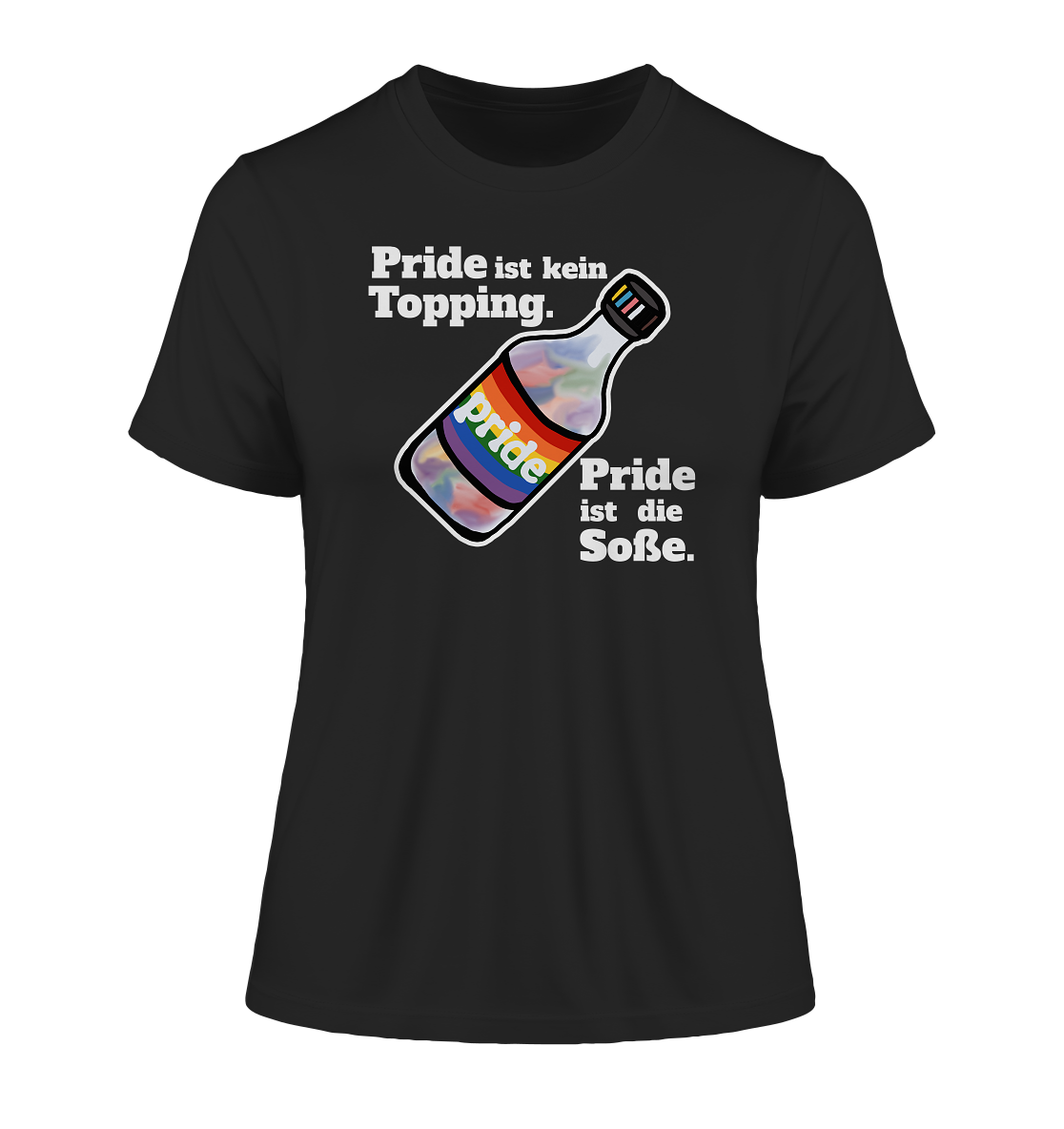 Regenbogen-Soße: Die Hauptzutat (dunkel) - Fitted Ladies Organic Shirt