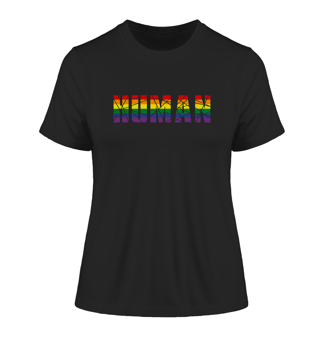 HUMAN in Regenbogen Farben - Fitted Ladies Organic Shirt