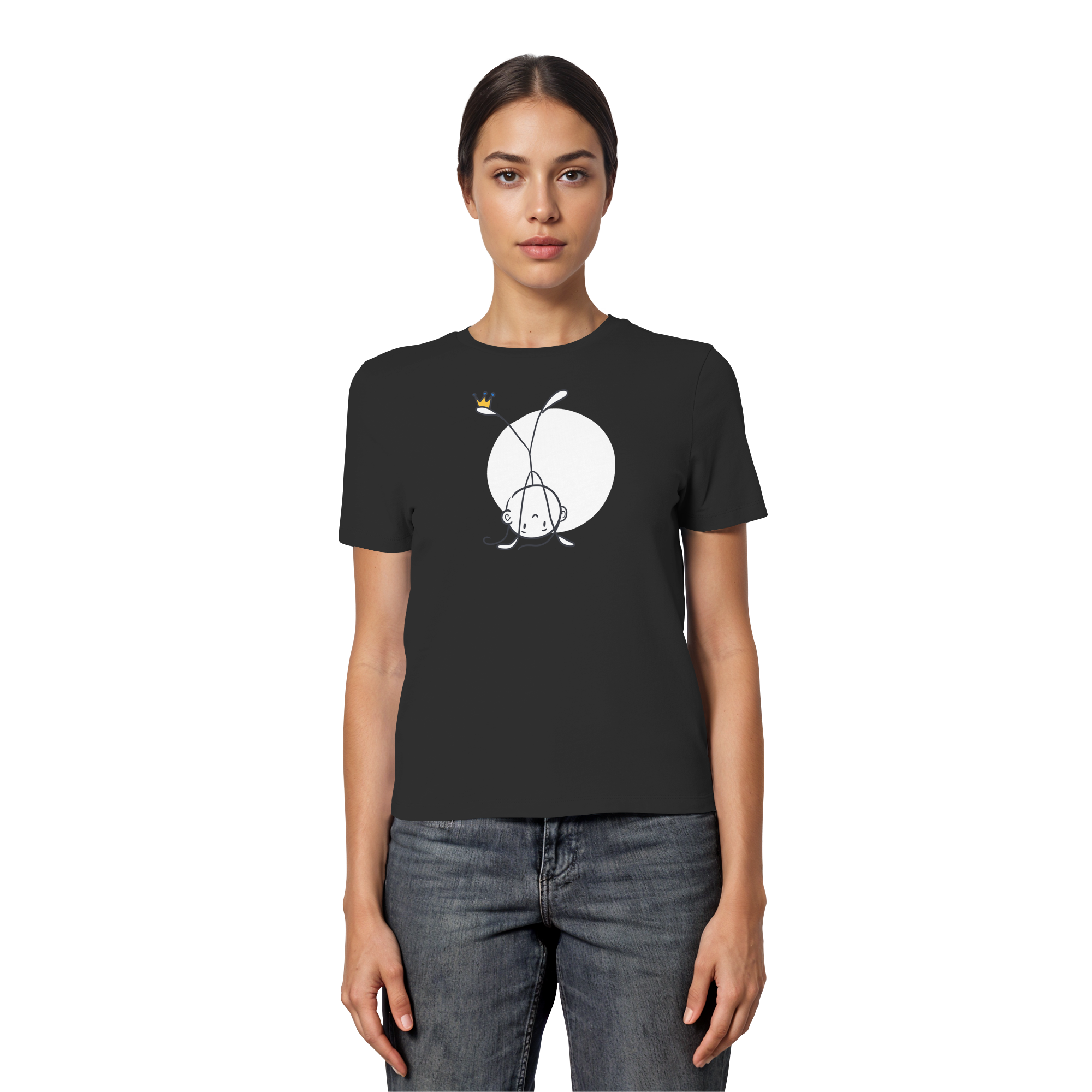 Seelenmännchen "Handstand Edition" Frontprint (dunkel) - Fitted Ladies Organic Shirt