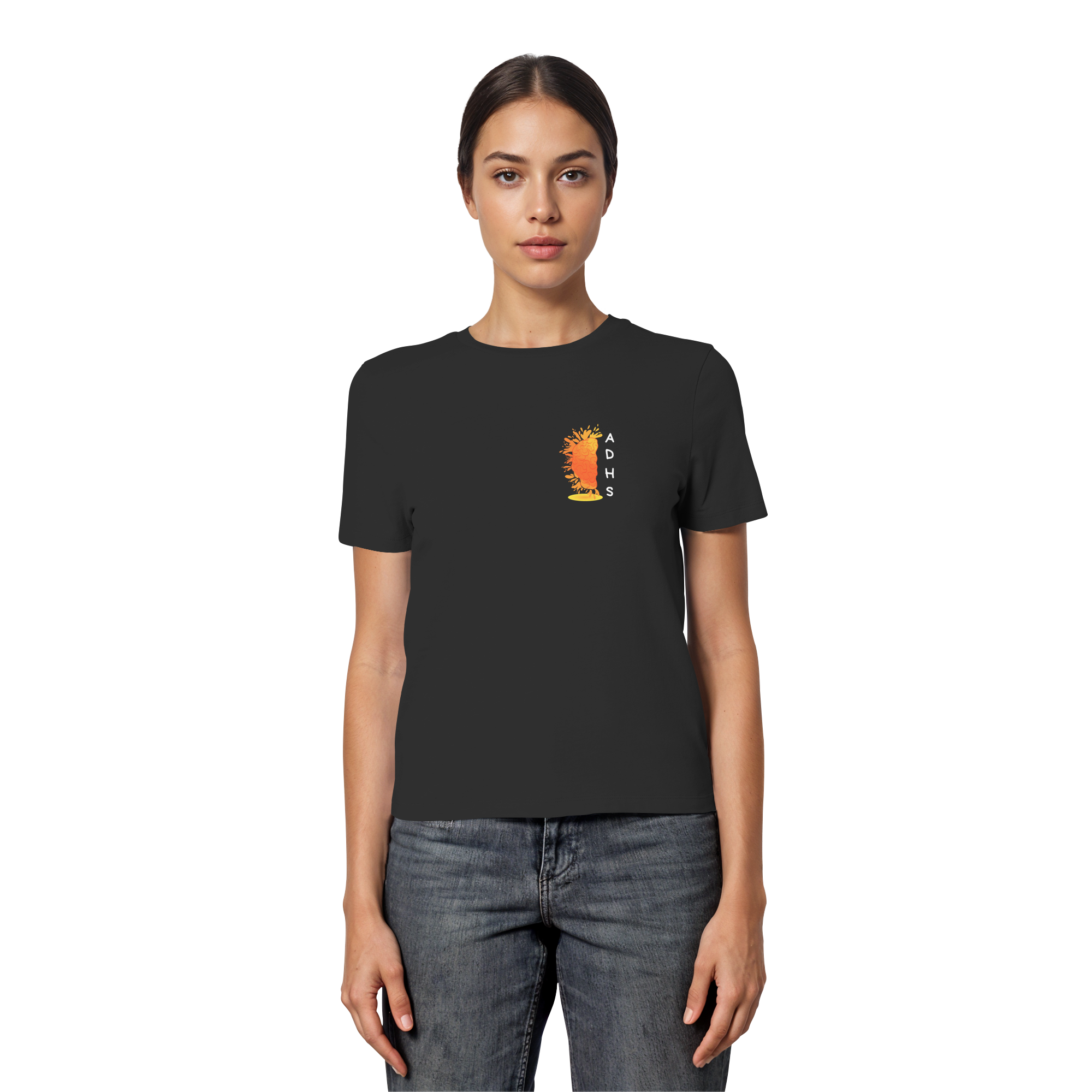 ADHS Authentisch Dynamisch Humorvoll Stark Backprint - Fitted Ladies Organic Shirt