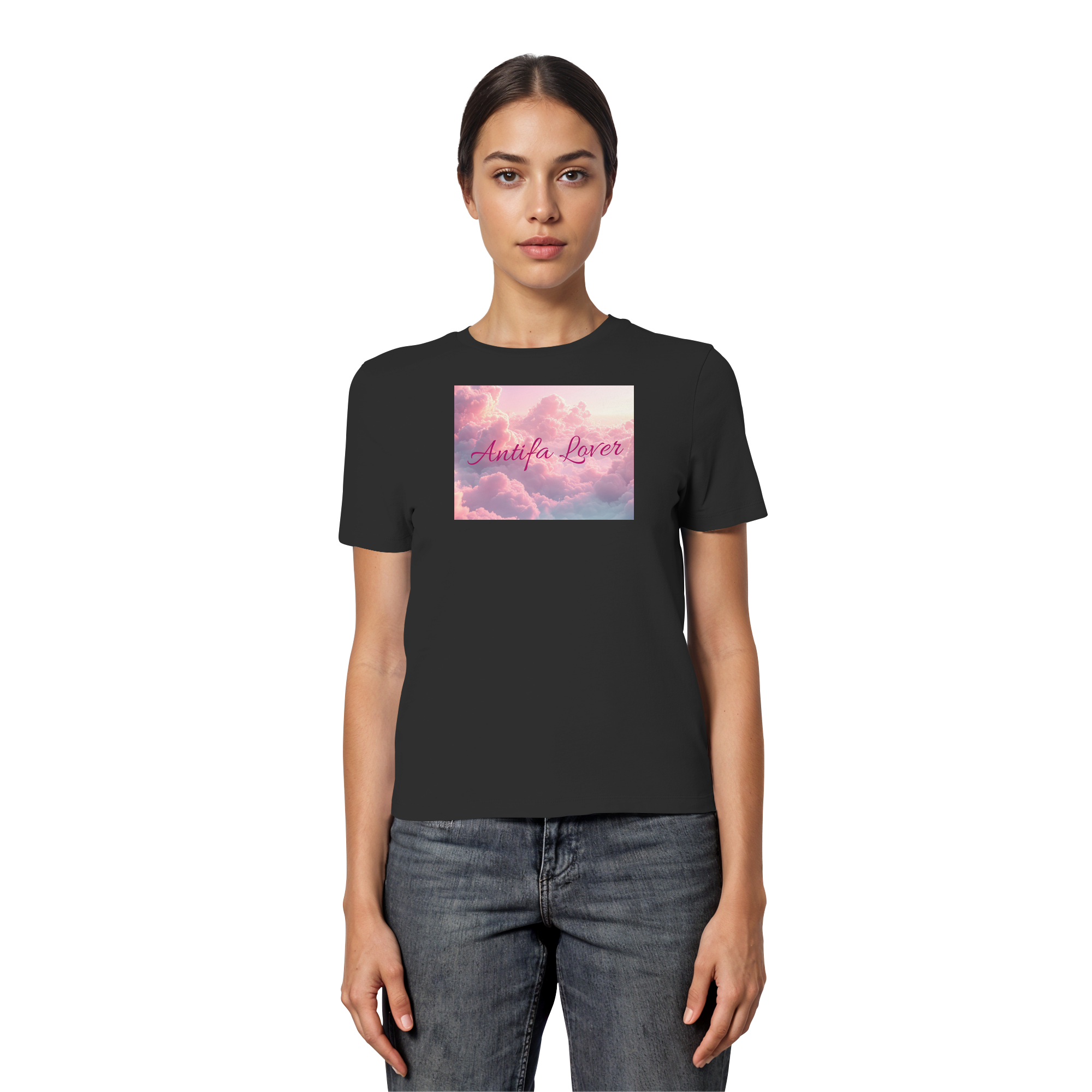 Antifa Lover Backprint - Fitted Ladies Organic Shirt