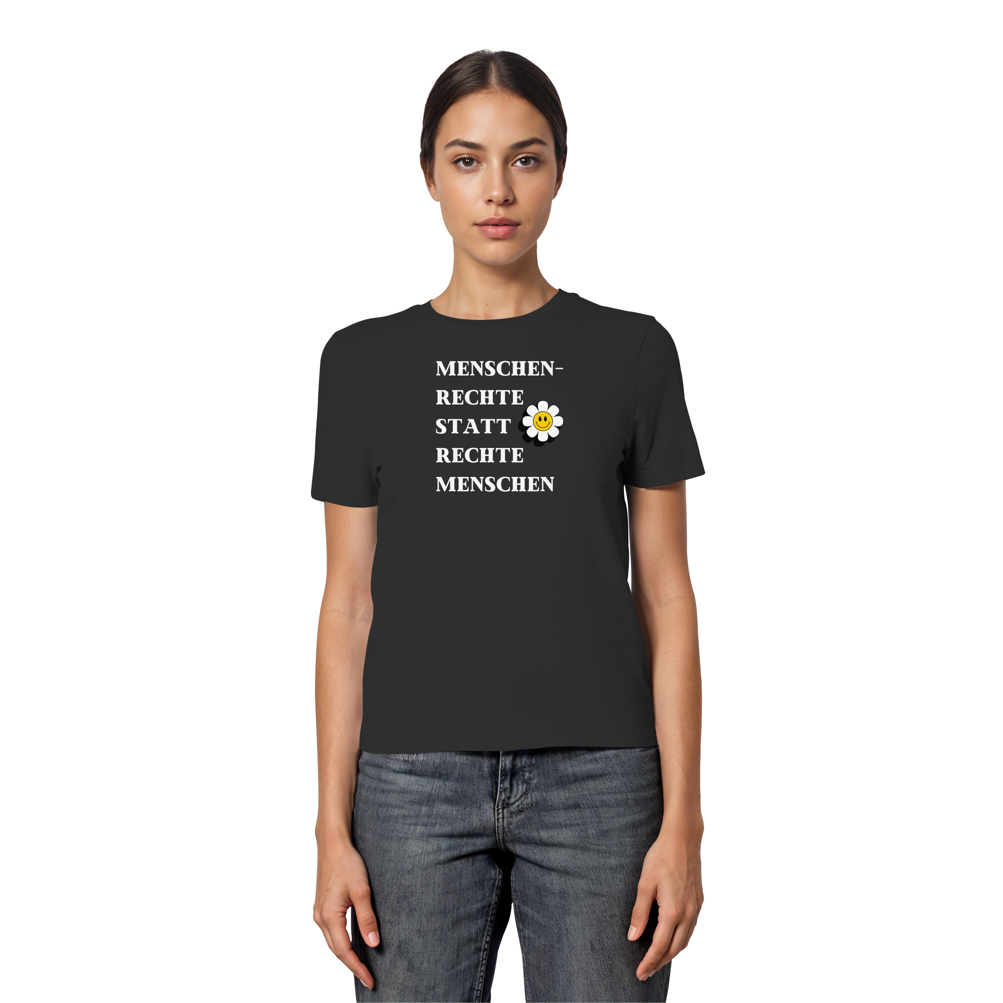 Menschenrechte statt rechte Menschen - Fitted Ladies Organic Shirt
