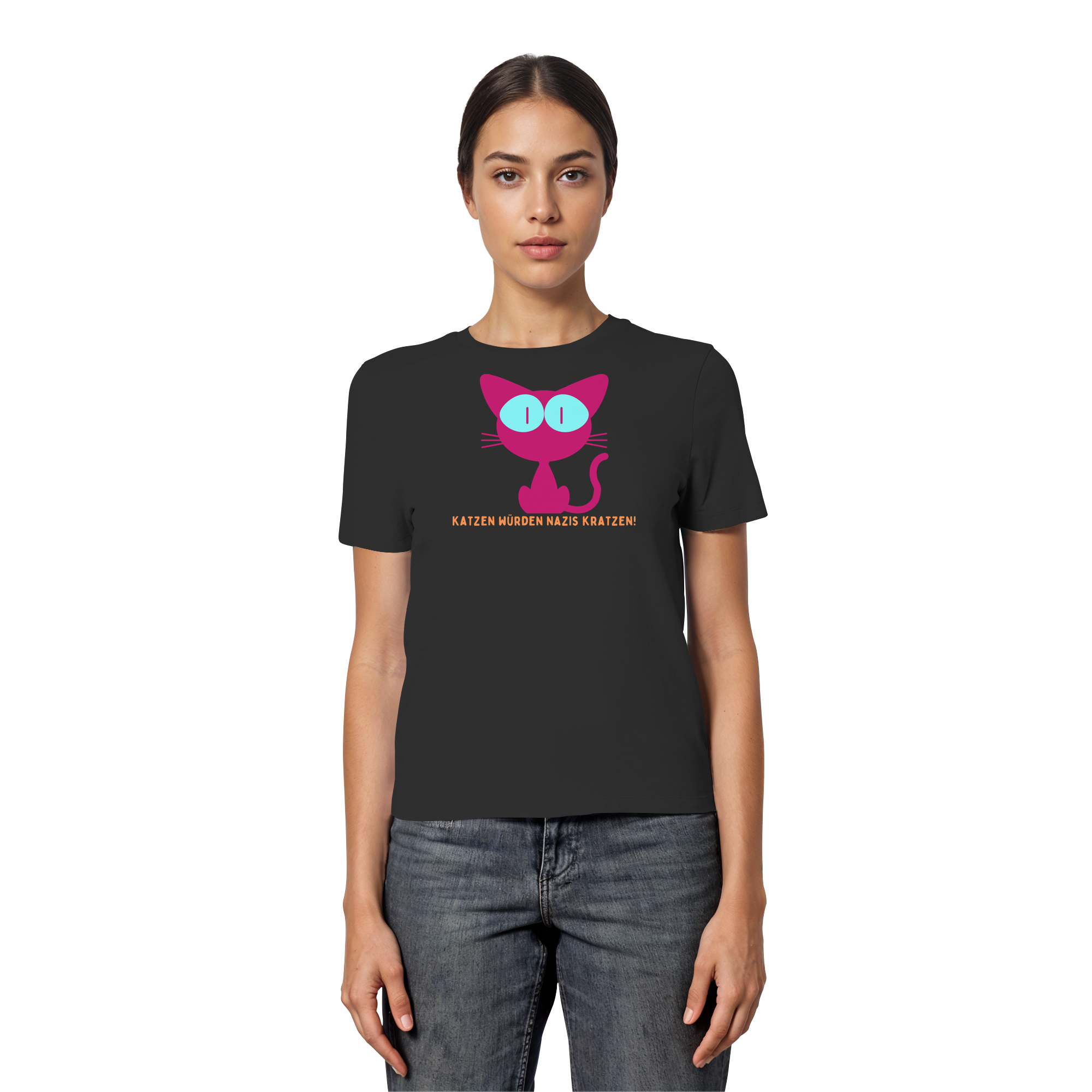Katzen würden Nazis kratzen - Fitted Ladies Organic Shirt