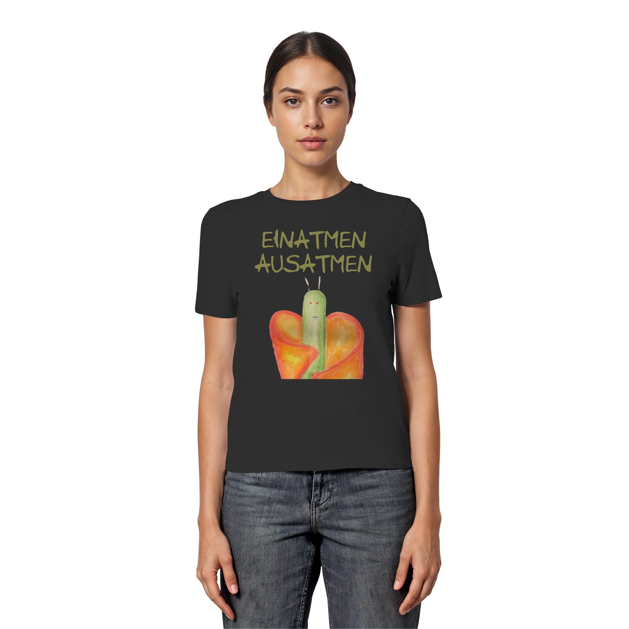 Einatmen Ausatmen "Schmetterline Jona Edition" - Fitted Ladies Organic Shirt