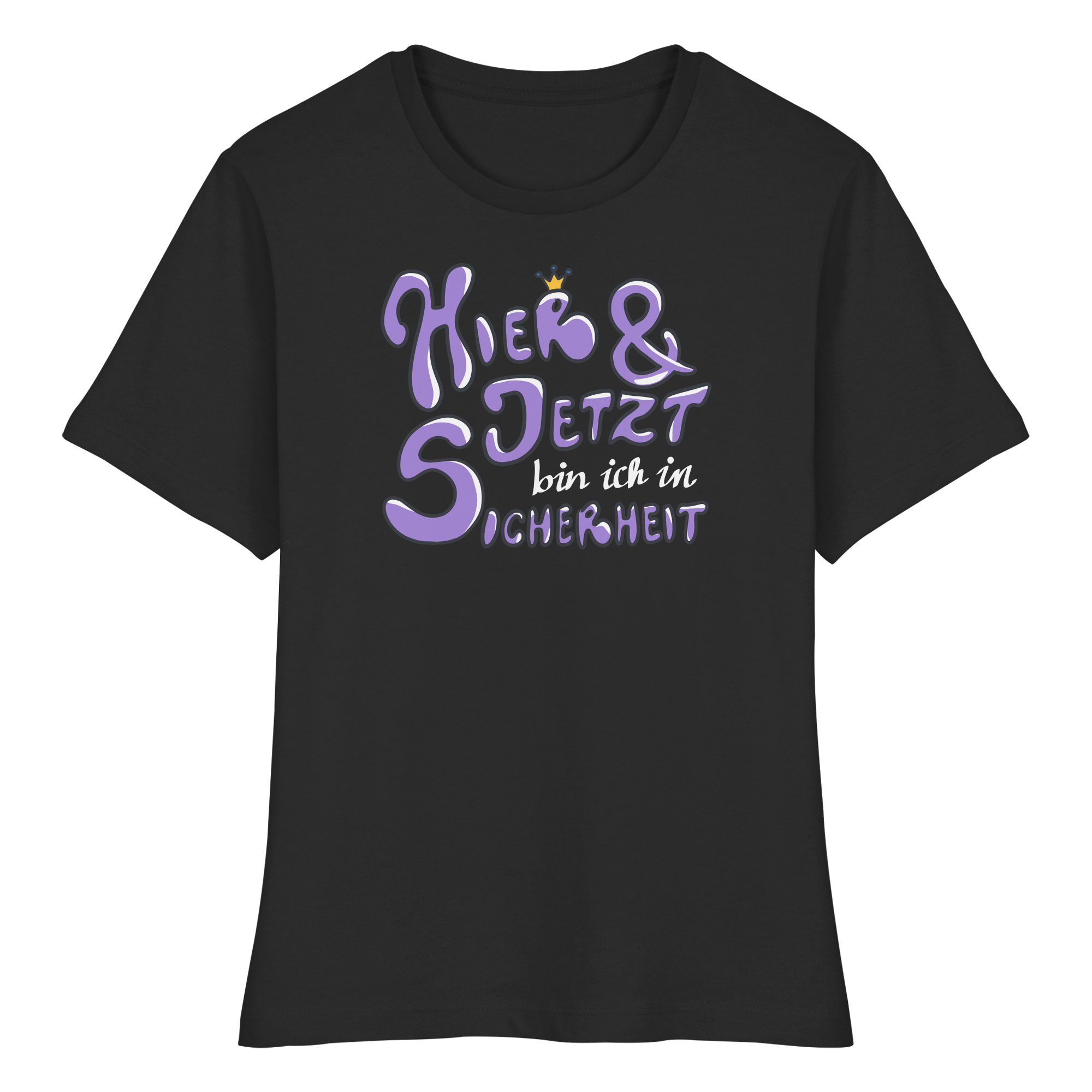 Hier und jetzt bin ich in Sicherheit "Lila Edition" - Fitted Ladies Organic Shirt