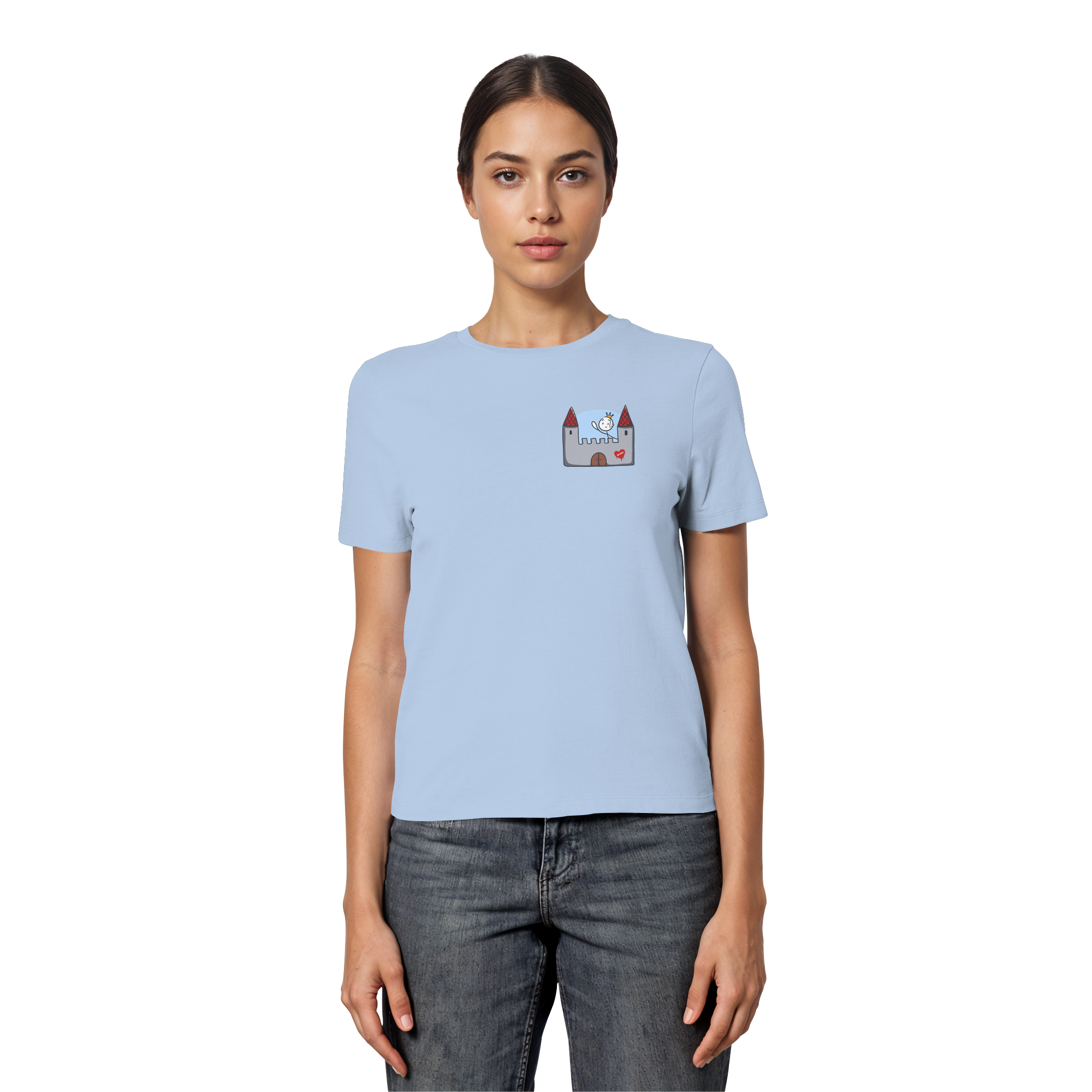 Hier und jetzt bin ich in Sicherheit "Schwarze Edition" Backprint - Fitted Ladies Organic Shirt