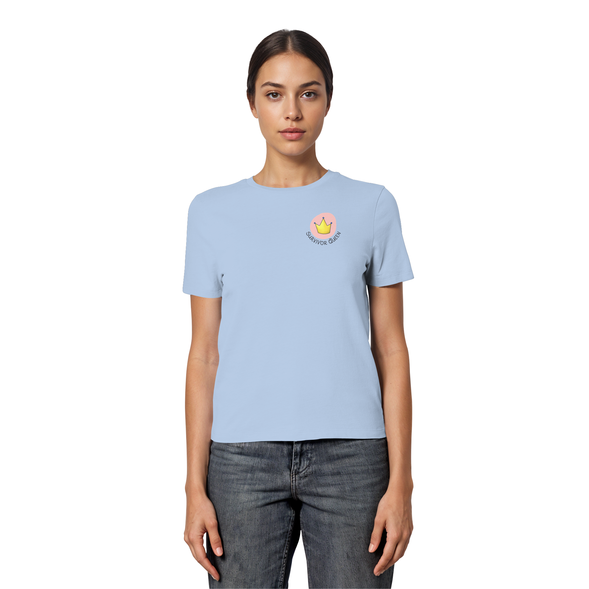 Survivor Queens Logo "Schriftzug Edition" Brustprint (hell) - Fitted Ladies Organic Shirt